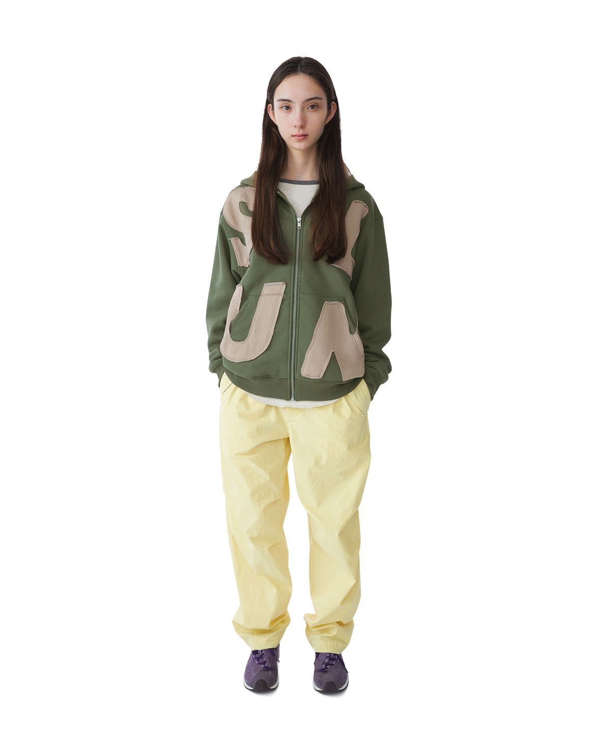 썬러브투어(SUNLOVETOUR) Capital Brushed Zip Up Hoodie Olive