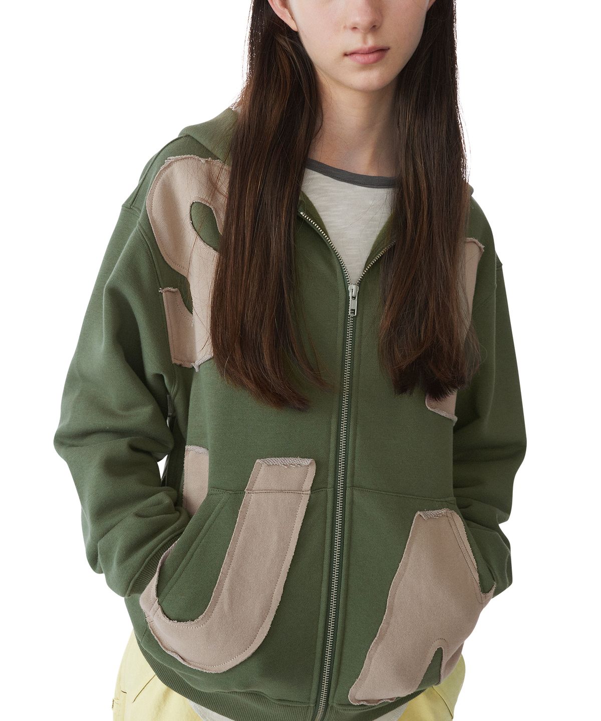 썬러브투어(SUNLOVETOUR) Capital Brushed Zip Up Hoodie Olive