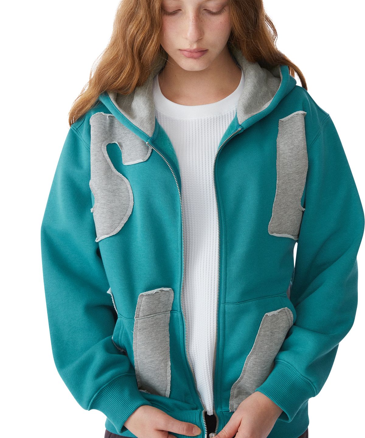 썬러브투어(SUNLOVETOUR) Capital Brushed Zip Up Hoodie Teal