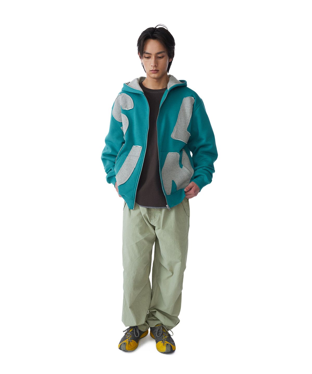 썬러브투어(SUNLOVETOUR) Capital Brushed Zip Up Hoodie Navy/Grey
