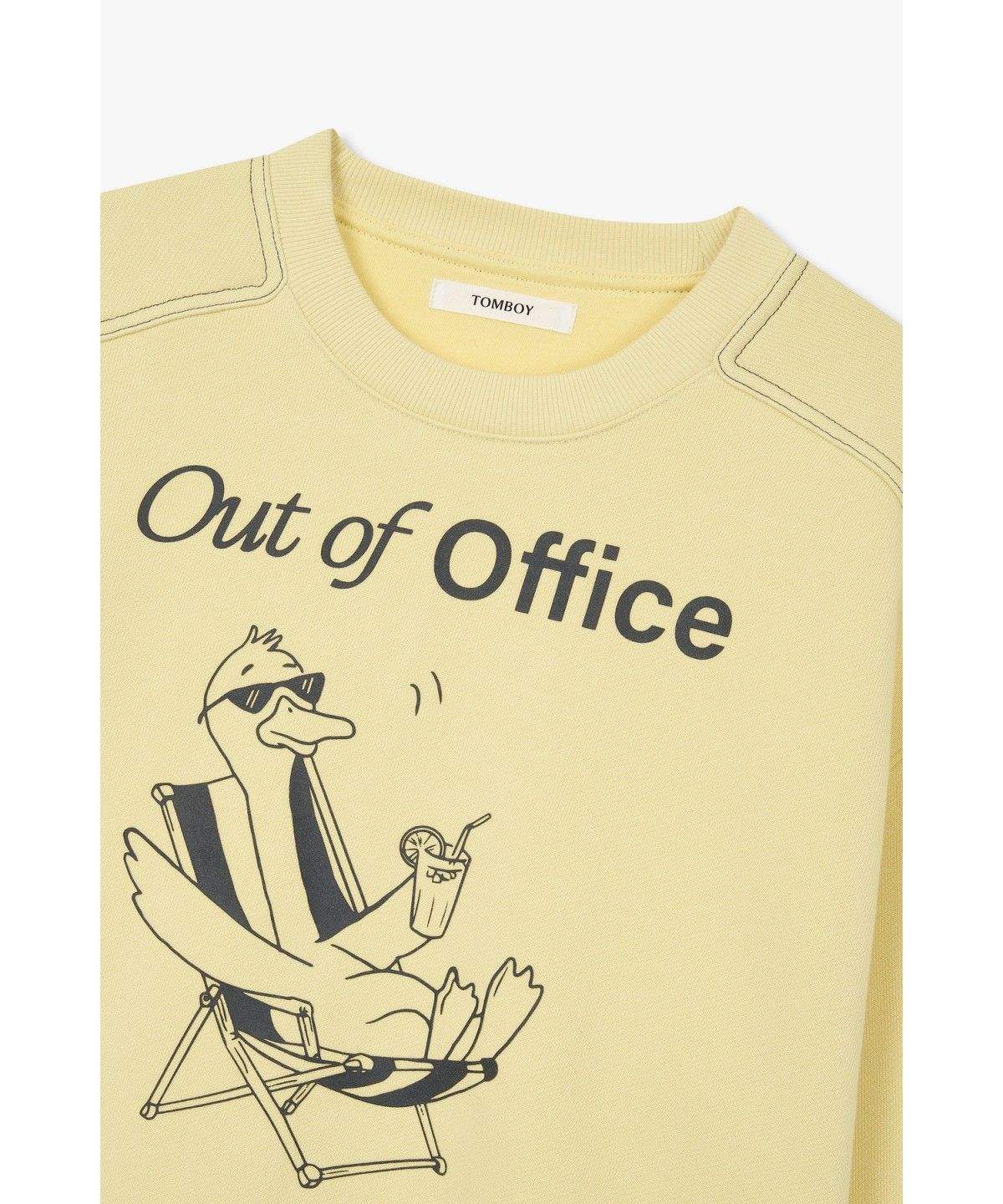 스튜디오 톰보이(STUDIO TOMBOY) 그래픽 크롭 맨투맨 _라이트 옐로우_9106122107