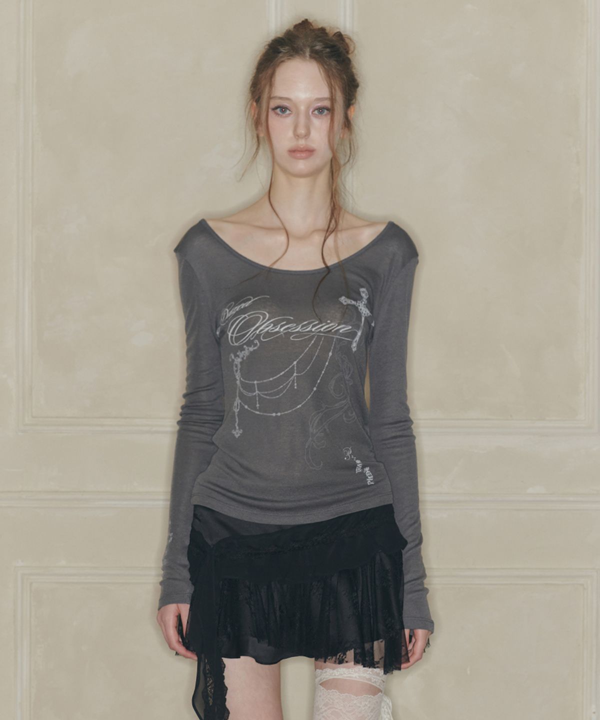 페인오어플레져(PAINORPLEASURE) DUSK GRAPHIC TEE charcoal