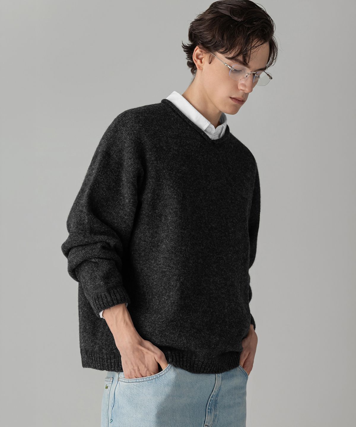 라코스테(LACOSTE) 남성 헤어리 롤넥 풀오버 AH103M-56N EL6