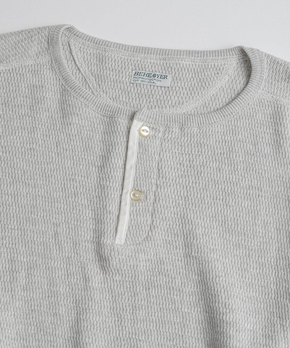 비헤비어(BEHEAVYER) THERMAL HENLEY L/S SHIRTS ivory melange