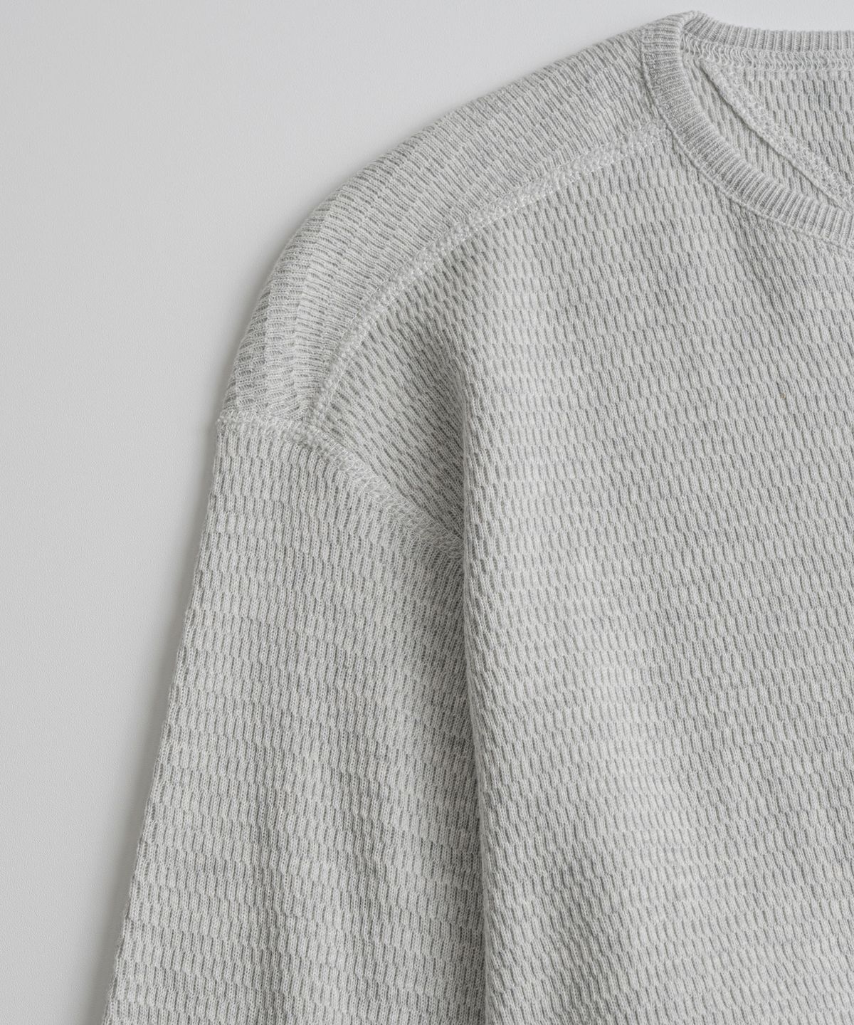 비헤비어(BEHEAVYER) THERMAL HENLEY L/S SHIRTS ivory melange