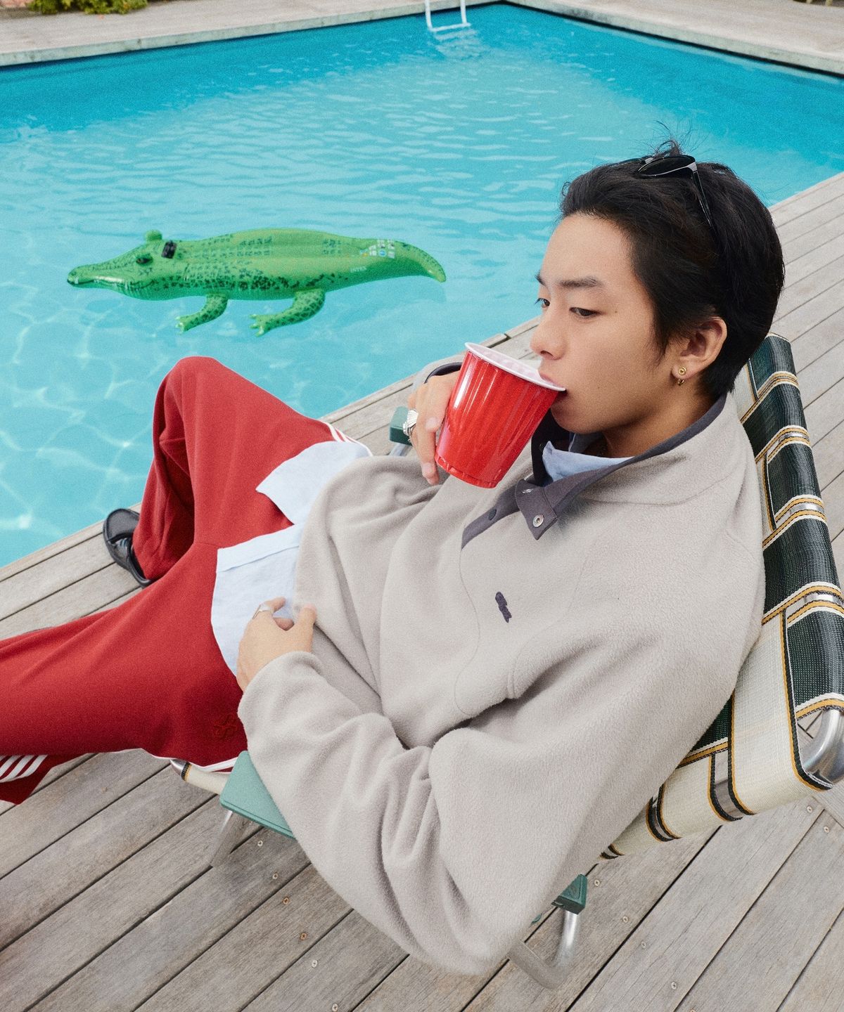 라코스테(LACOSTE) 남성 하프 버튼 플리스 풀오버 SH105M-56N 02S