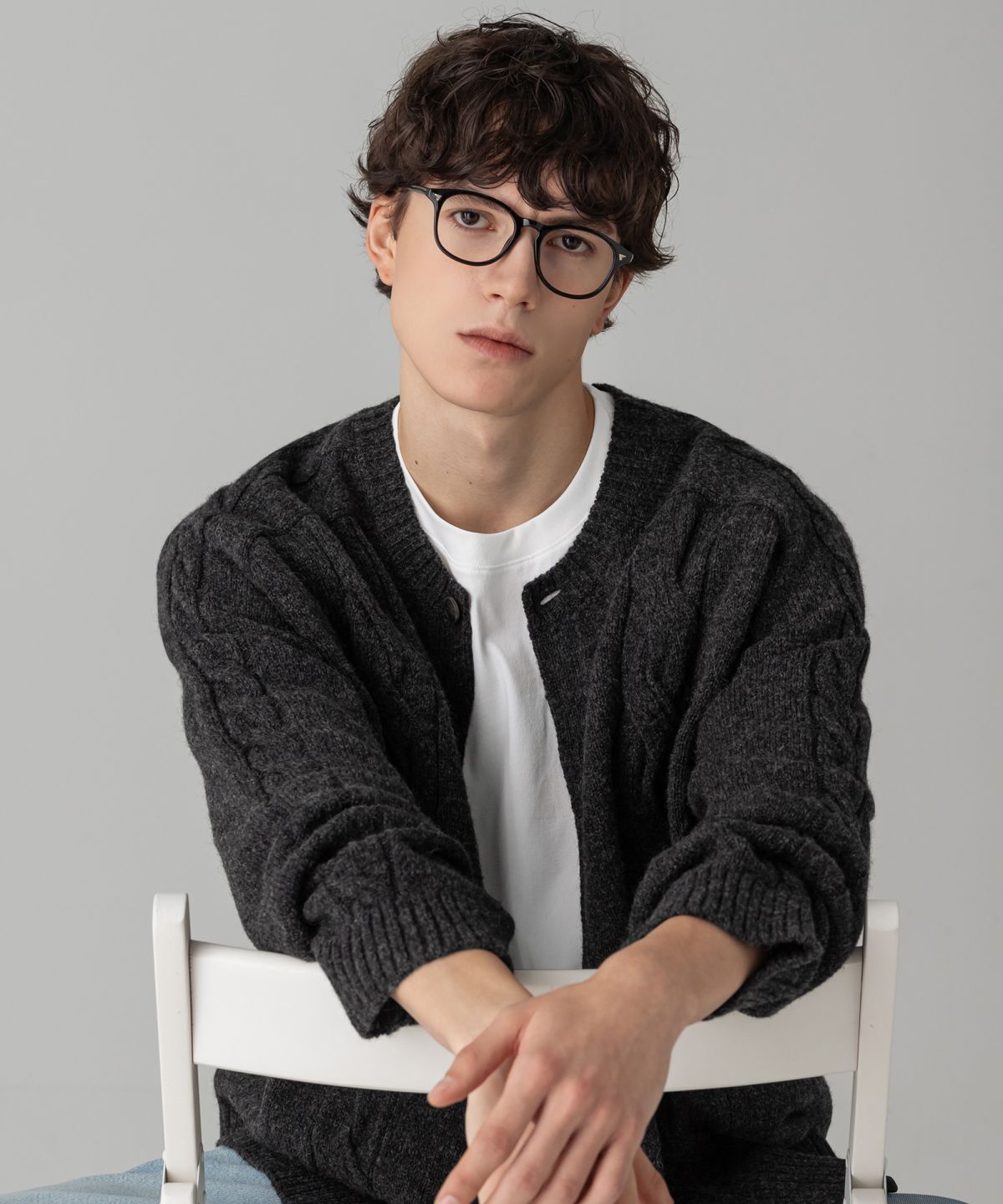 라코스테(LACOSTE) 남성 헤어리 케이블 크루넥 가디건 AH101M-56N EL6