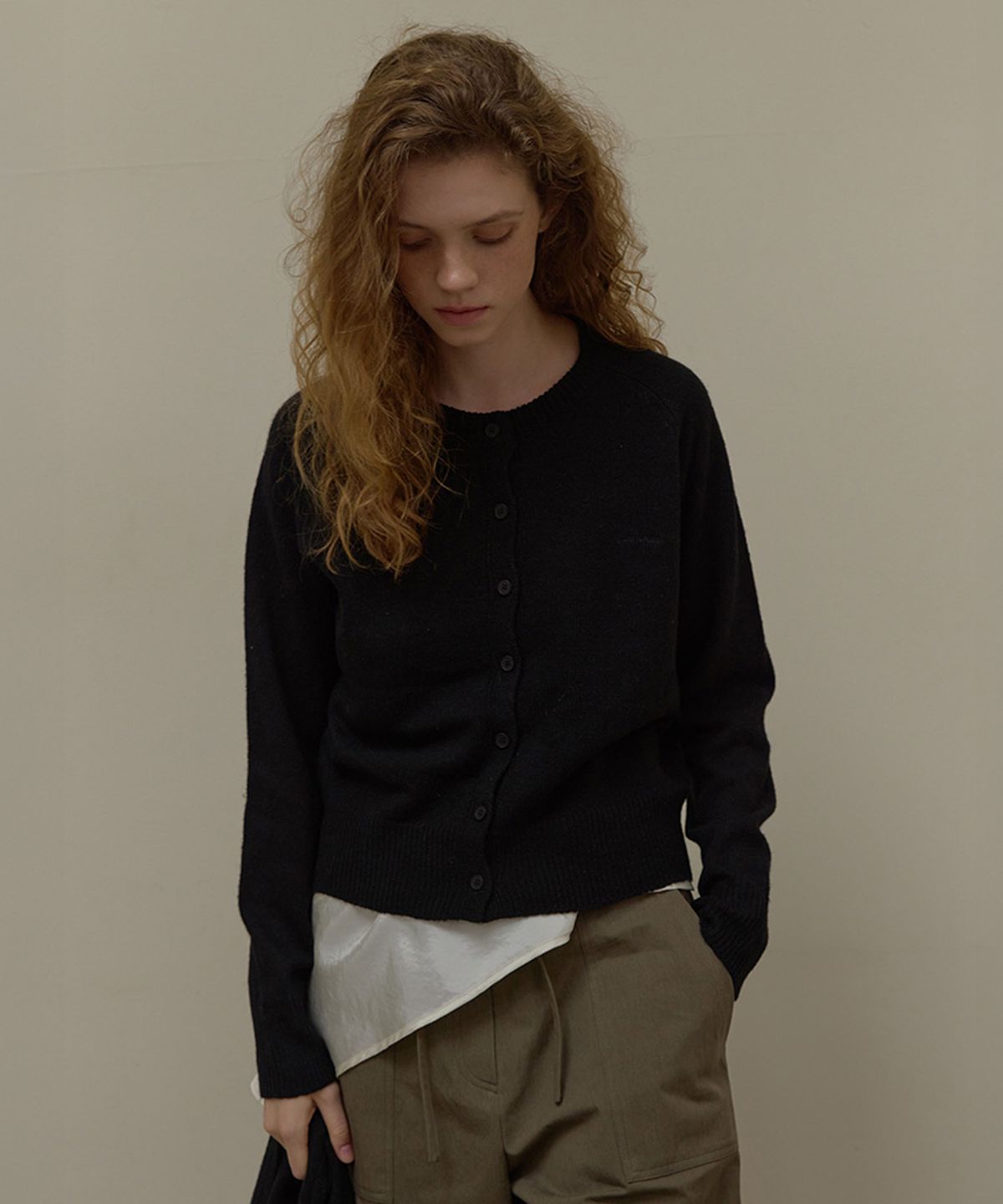 론크(LONQUE) SHAWL SET CARDIGAN (BLACK)