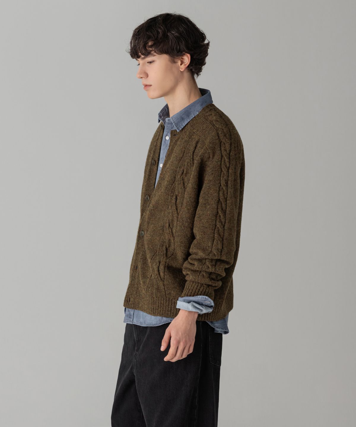 라코스테(LACOSTE) 남성 헤어리 케이블 크루넥 가디건 AH101M-56N DPD