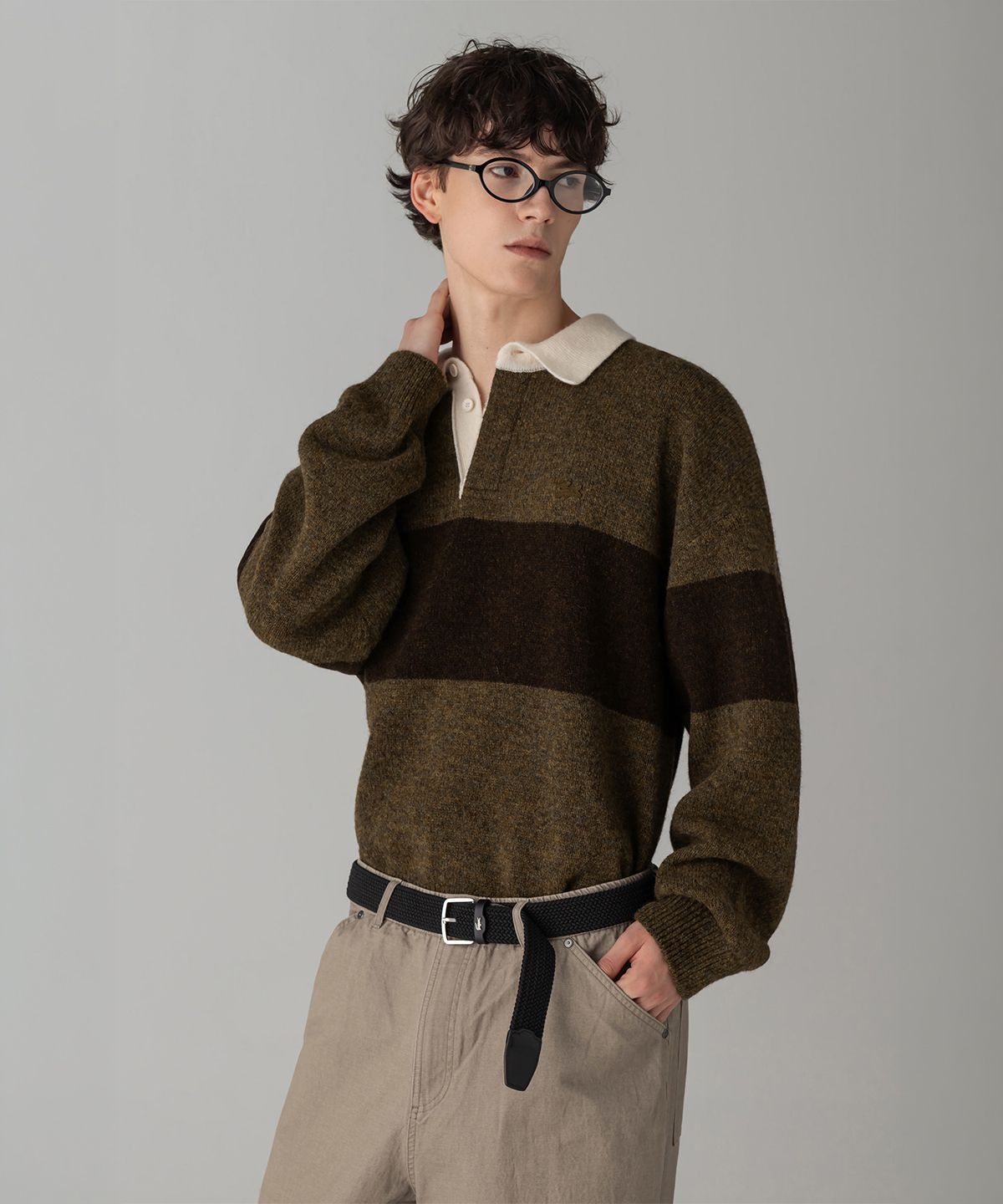 라코스테(LACOSTE) 남성 헤어리 럭비 폴로 스웨터 AH102M-56N 3KE