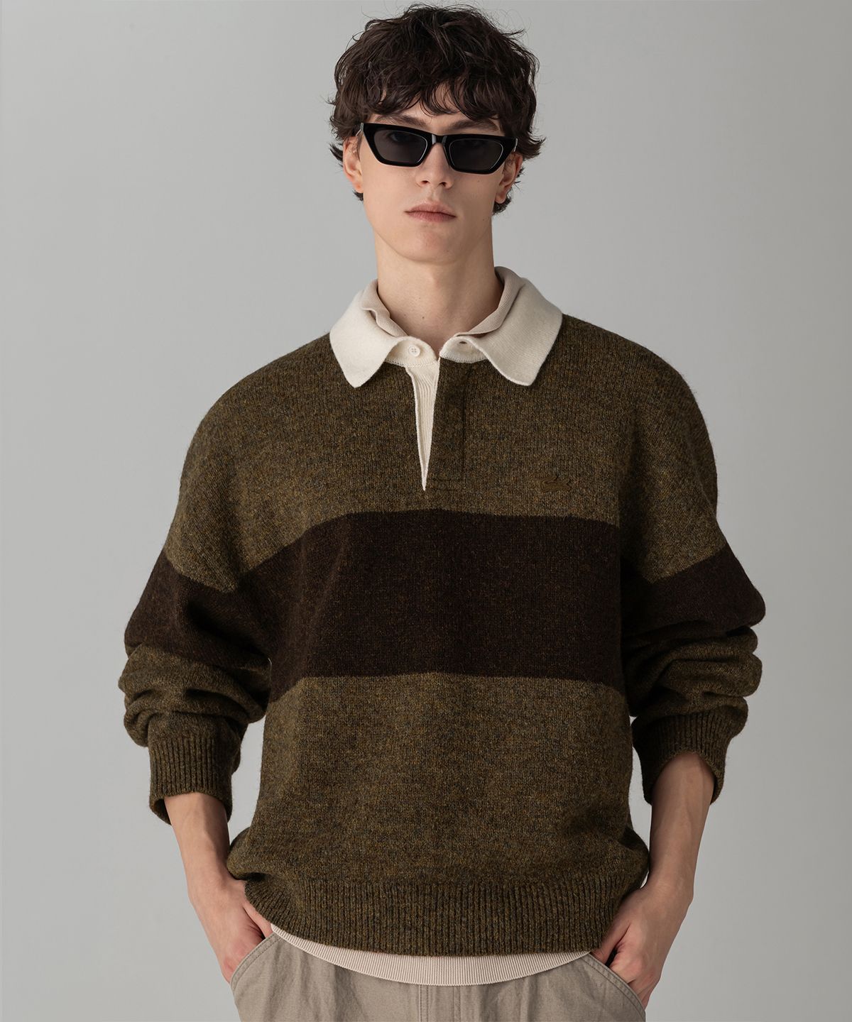 라코스테(LACOSTE) 남성 헤어리 럭비 폴로 스웨터 AH102M-56N 3KE