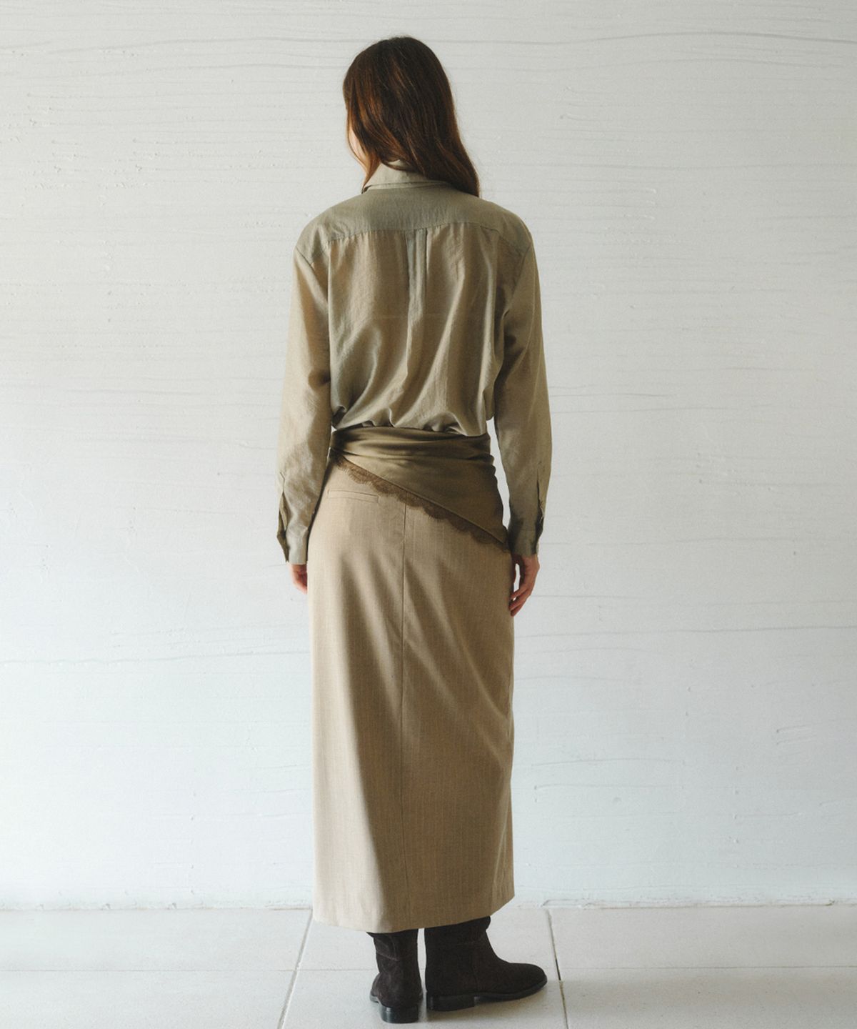 르니나(LENINA) TREE stripe H-line skirt_BEIGE
