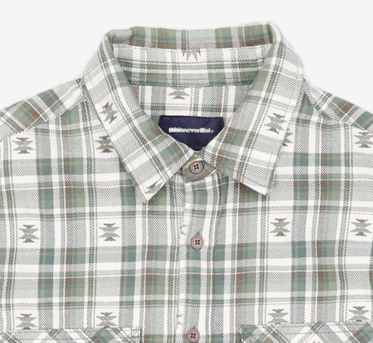 디스이즈네버댓(THISISNEVERTHAT) African Check Shirt Green M