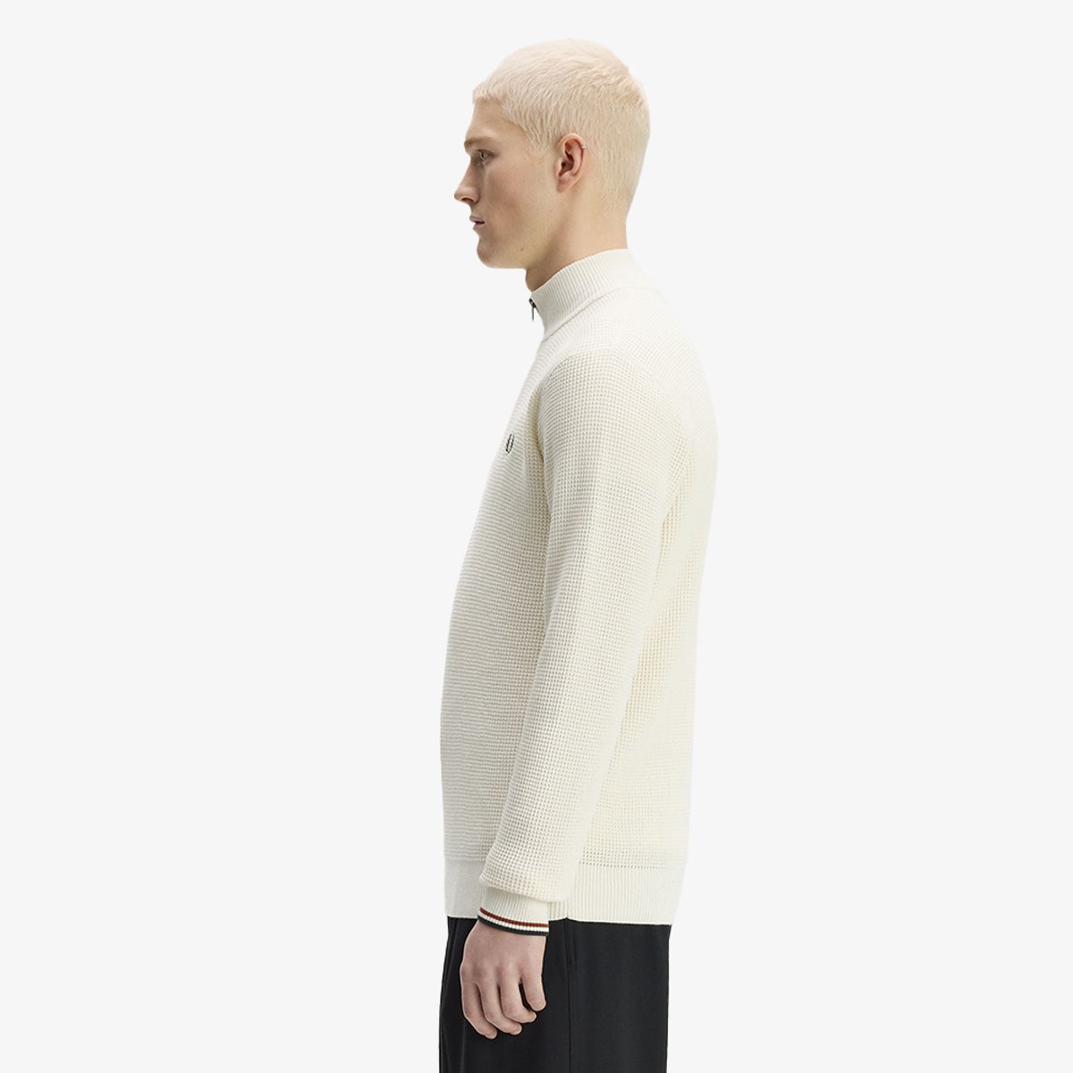 프레드페리(FRED PERRY) [Sharp] 와플 스티치 하프집 니트 - 에크루 AFPM2G38557-170