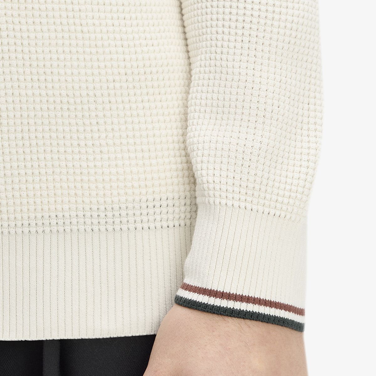 프레드페리(FRED PERRY) [Sharp] 와플 스티치 하프집 니트 - 에크루 AFPM2G38557-170