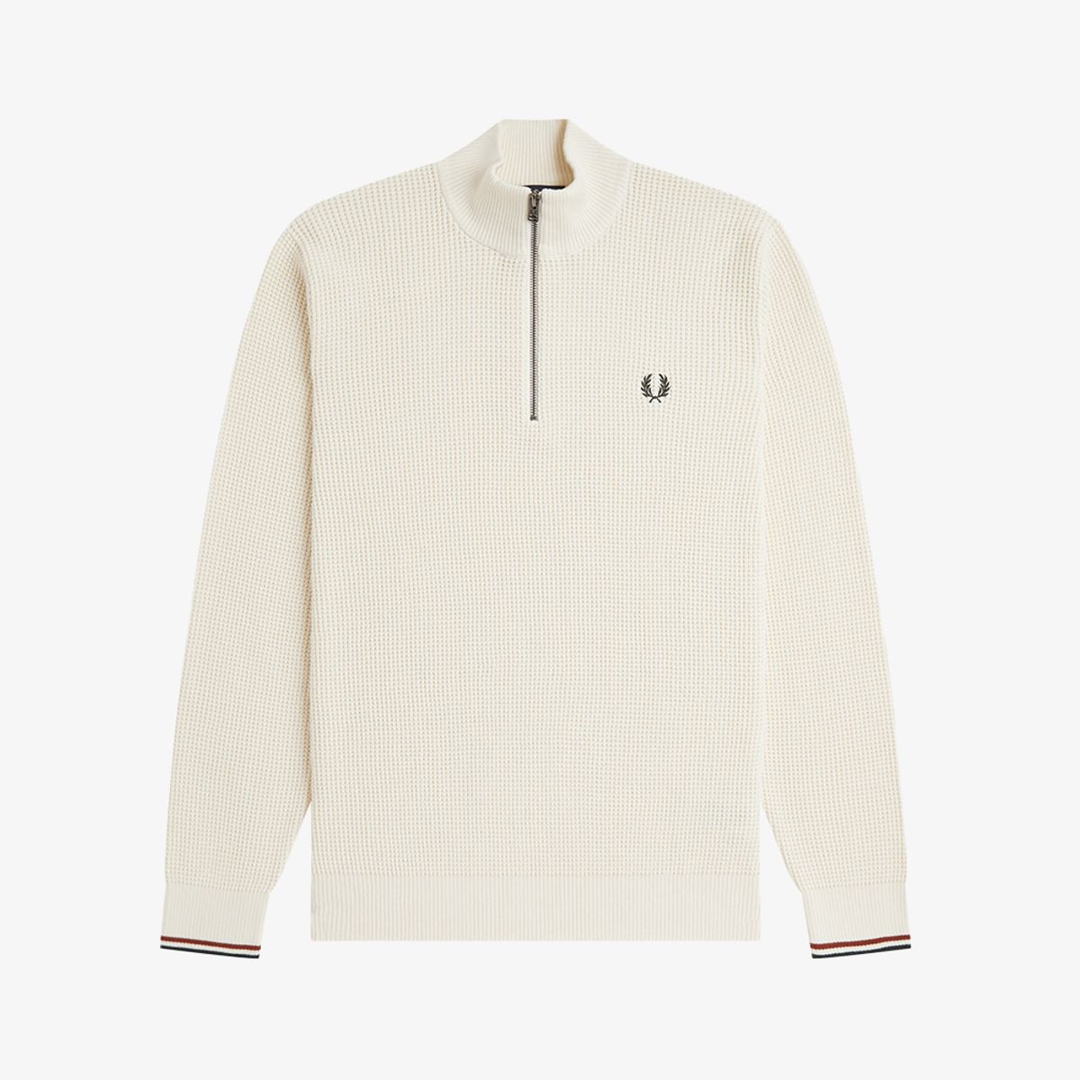 프레드페리(FRED PERRY) [Sharp] 와플 스티치 하프집 니트 - 에크루 AFPM2G38557-170