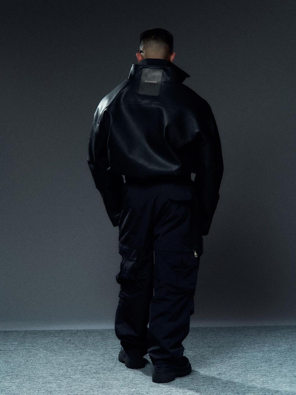 아웃오브(OUTOF) Back Logo Leather Jacket