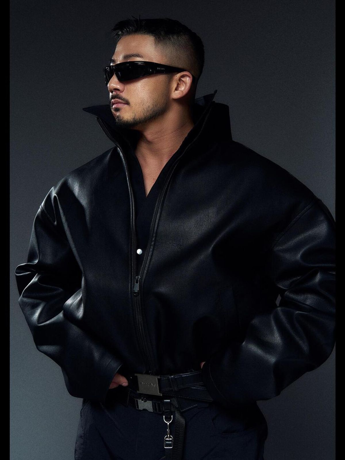 아웃오브(OUTOF) Back Logo Leather Jacket
