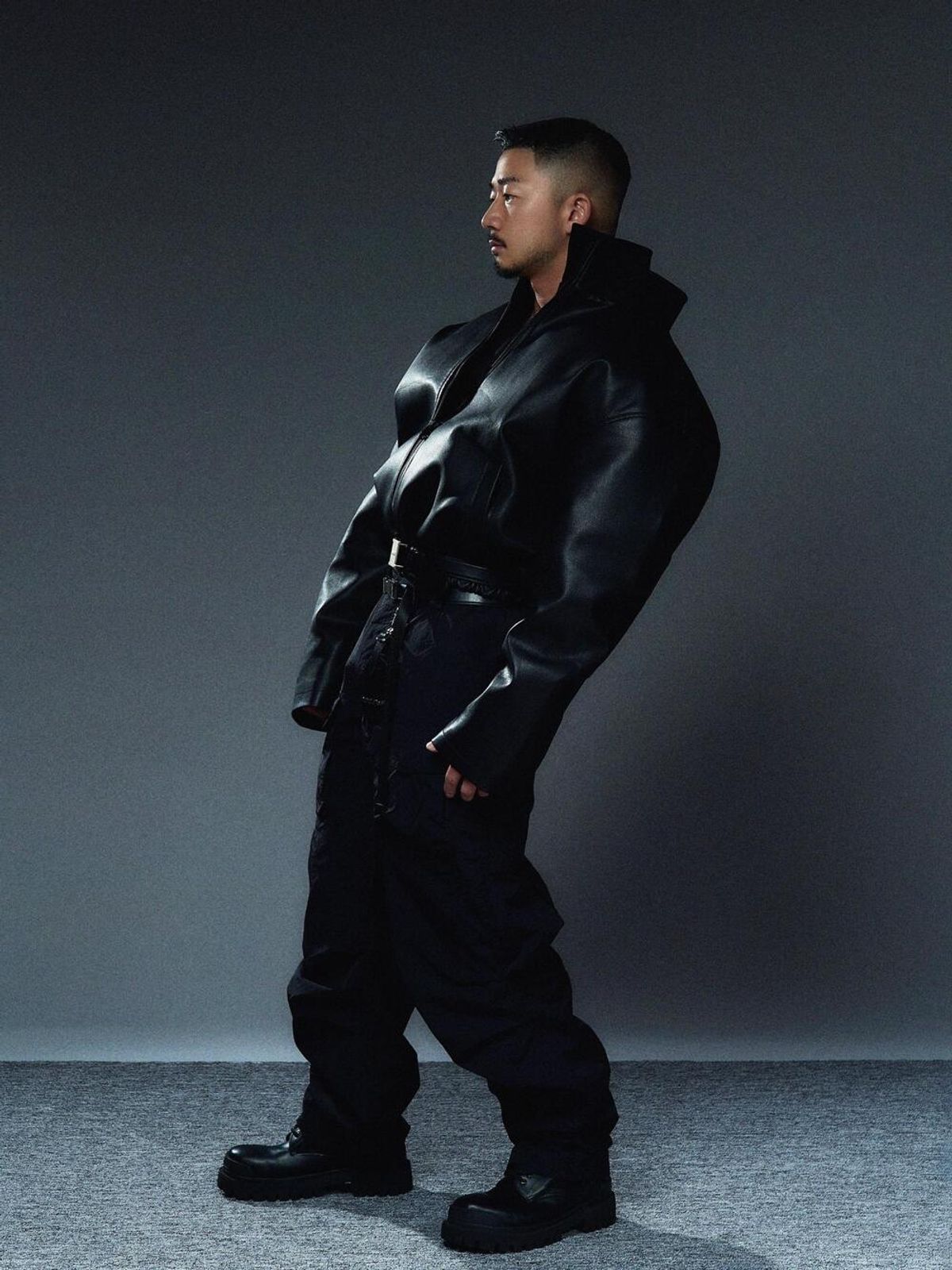 아웃오브(OUTOF) Back Logo Leather Jacket