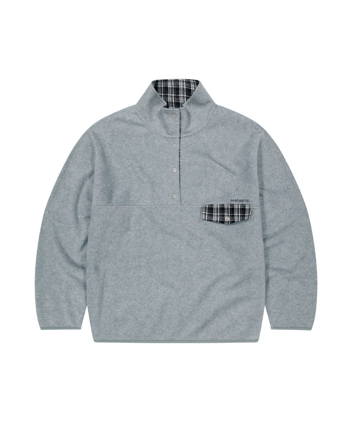 마하그리드(MAHAGRID) CHECK FLEECE ANORAK[GREY]