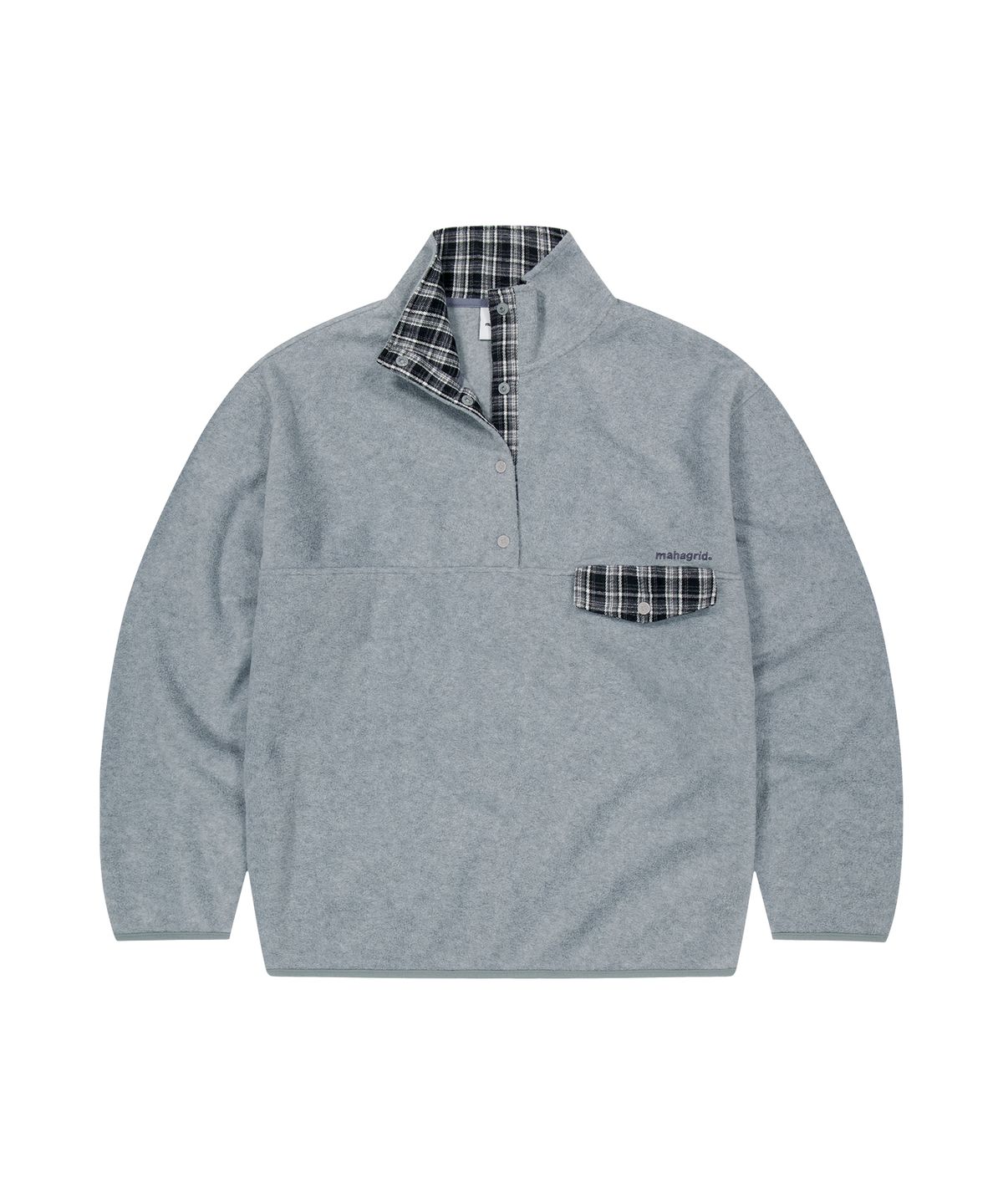 마하그리드(MAHAGRID) CHECK FLEECE ANORAK[GREY]