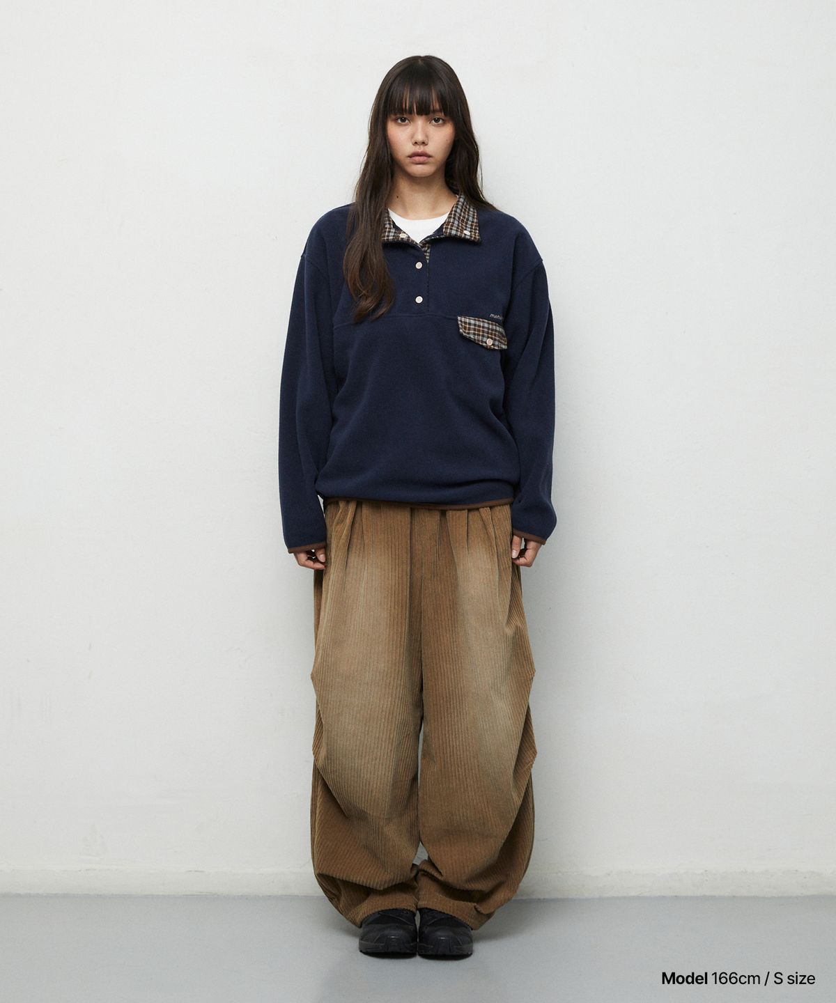 마하그리드(MAHAGRID) CHECK FLEECE ANORAK[NAVY]