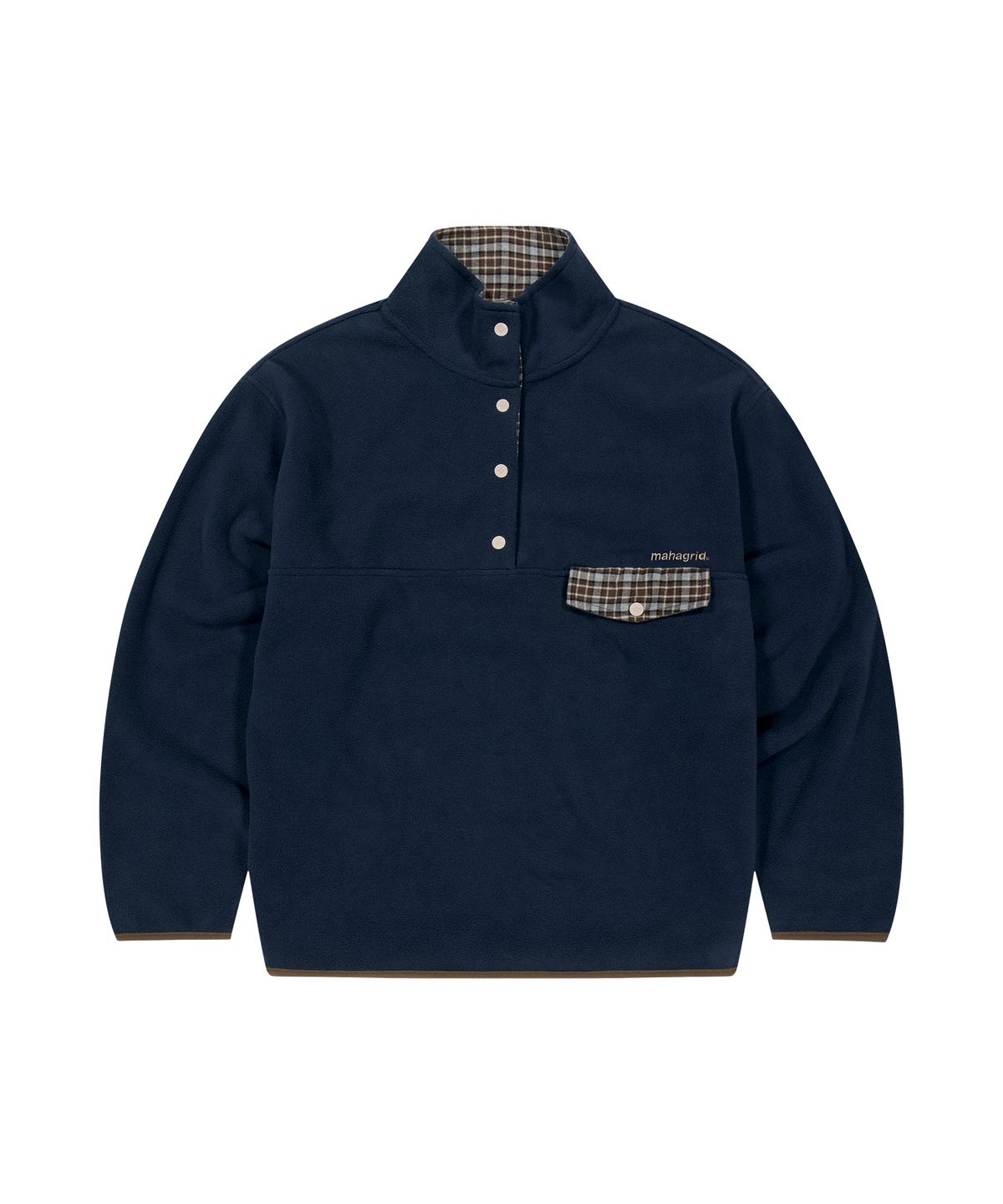 마하그리드(MAHAGRID) CHECK FLEECE ANORAK[NAVY]