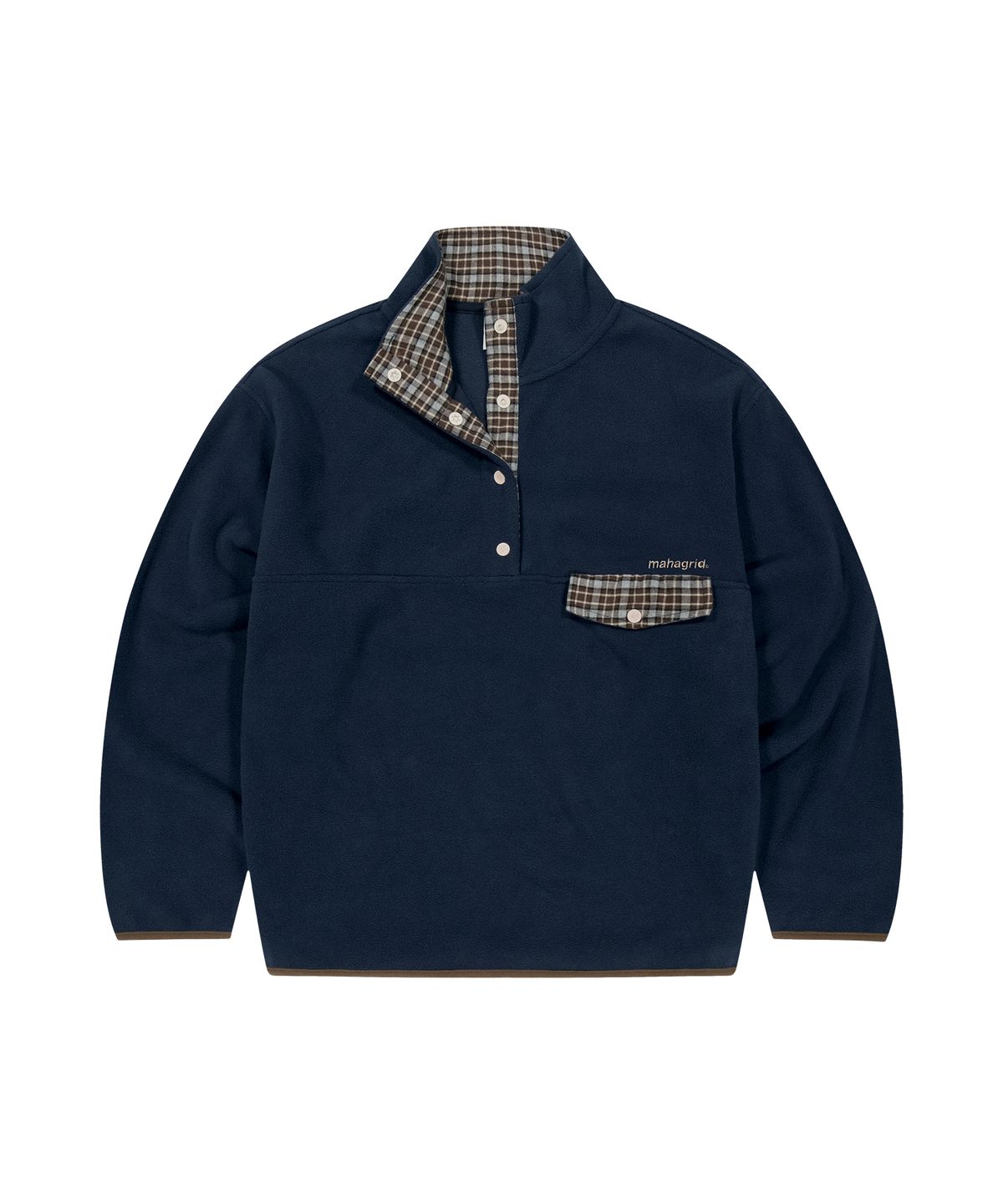 마하그리드(MAHAGRID) CHECK FLEECE ANORAK[NAVY]
