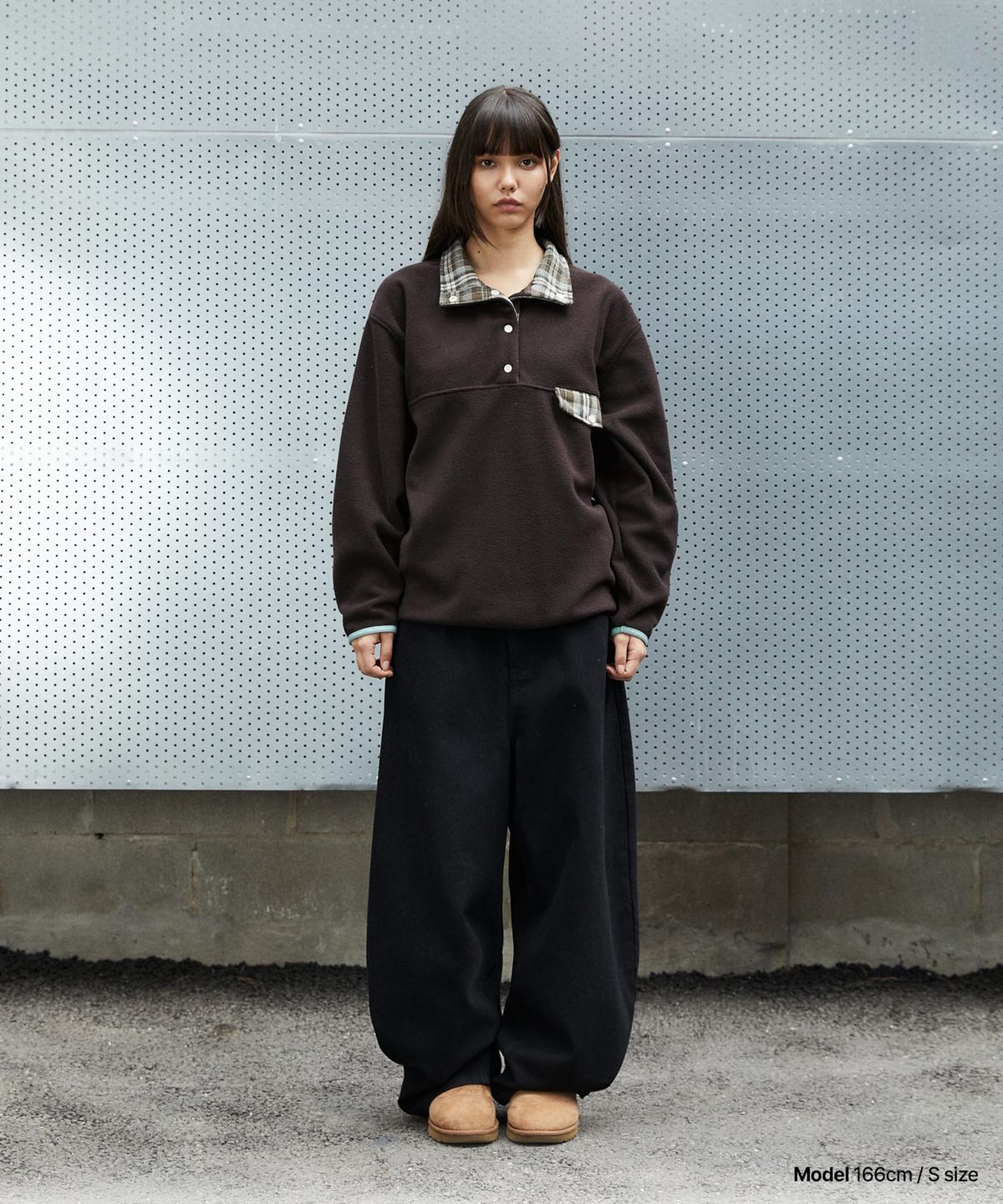 마하그리드(MAHAGRID) CHECK FLEECE ANORAK[BROWN]
