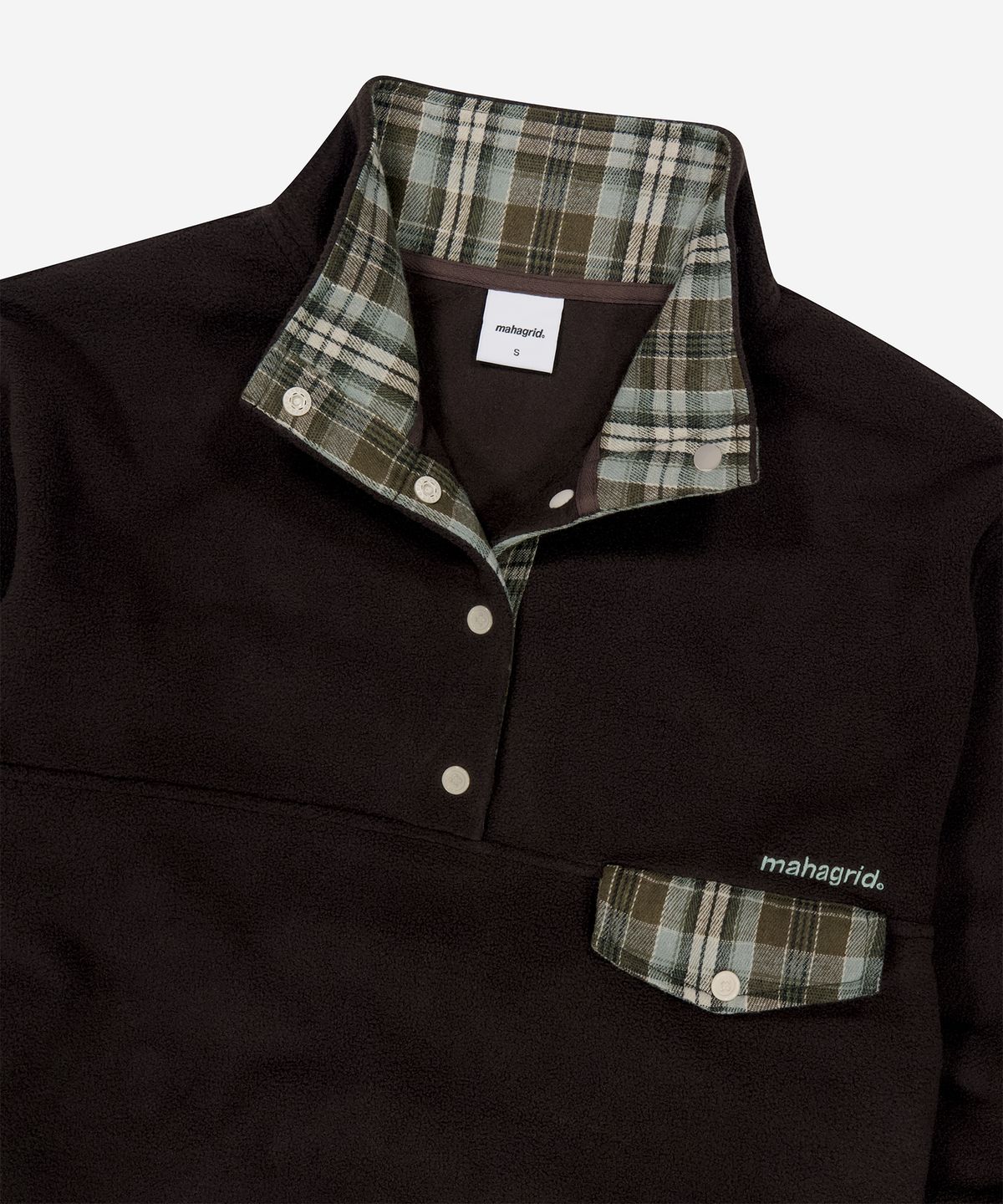 마하그리드(MAHAGRID) CHECK FLEECE ANORAK[BROWN]