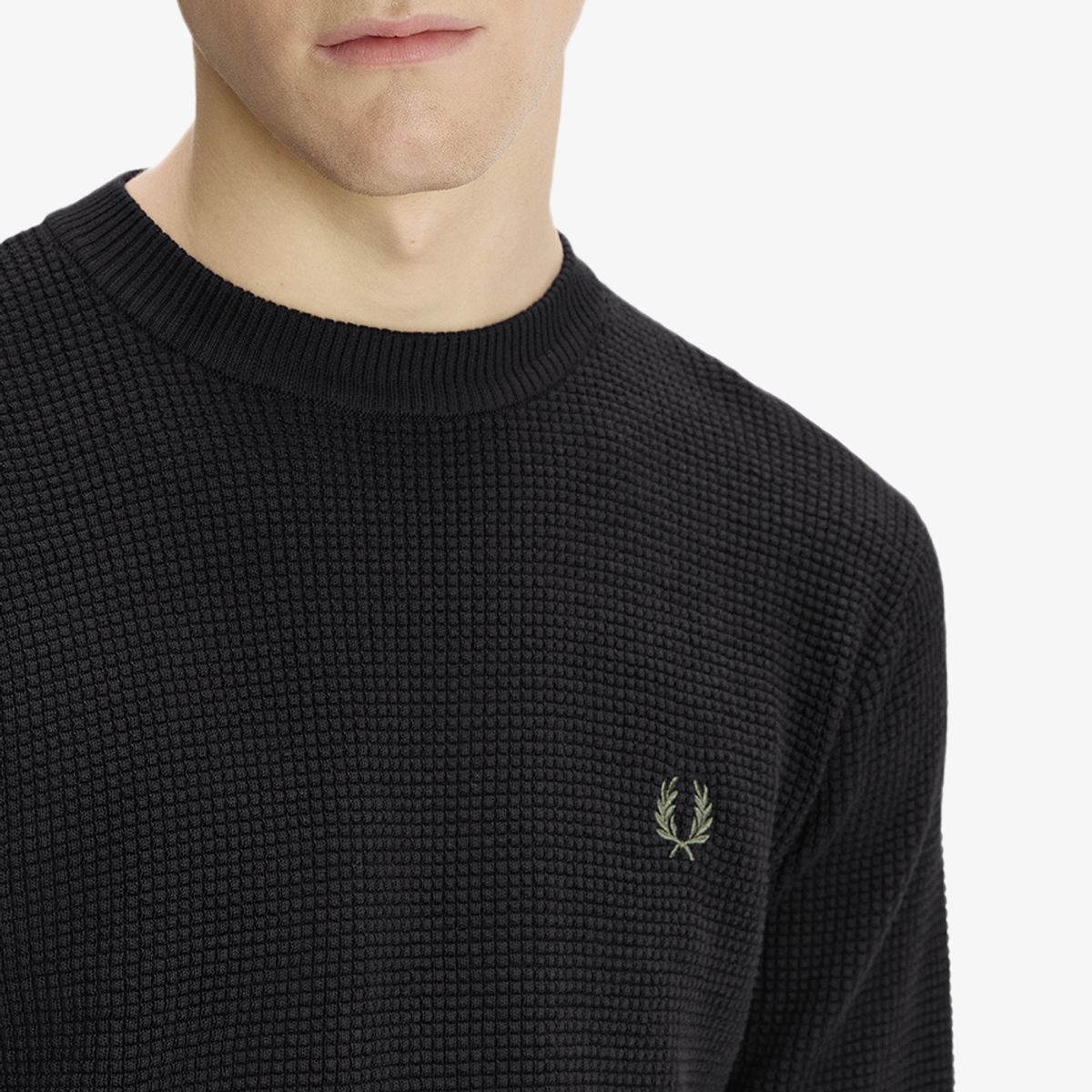 프레드페리(FRED PERRY) [Sharp] 와플 스티치 니트 - 블랙 AFPM2G36507-198
