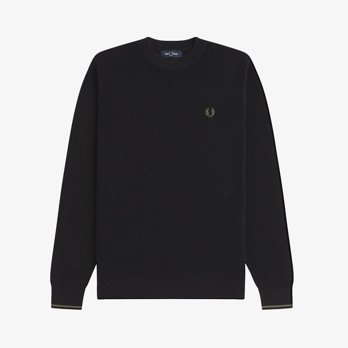 프레드페리(FRED PERRY) [Sharp] 와플 스티치 니트 - 블랙 AFPM2G36507-198