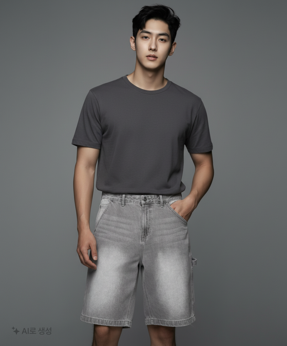 무신사 스탠다드(MUSINSA STANDARD) 빅 브러쉬 카펜터 버뮤다 데님 팬츠 [그레이] 31