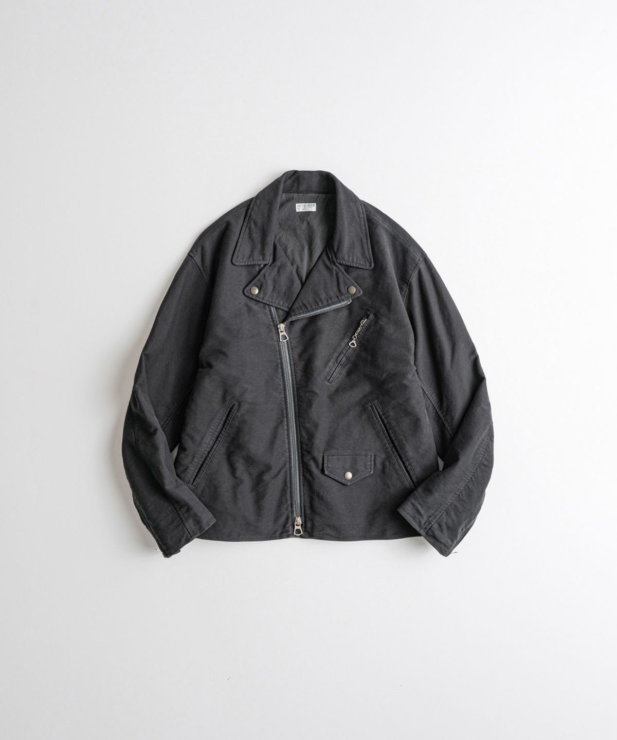 비헤비어(BEHEAVYER) DYED MOLESKIN DB RIDER JACKET graphite