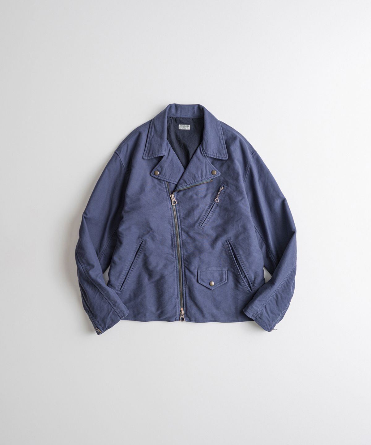 비헤비어(BEHEAVYER) DYED MOLESKIN DB RIDER JACKET vintage navy