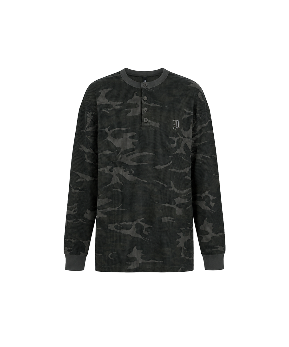 오도어(ODOR) Waffle camo Henley T-shirt