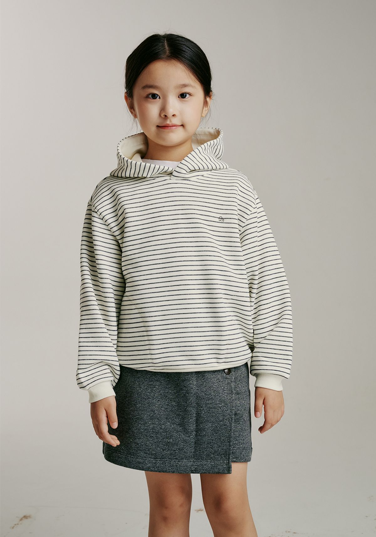빈(BEEN) BA57TS02IV 아이보리 스트라이프 후드 티셔츠