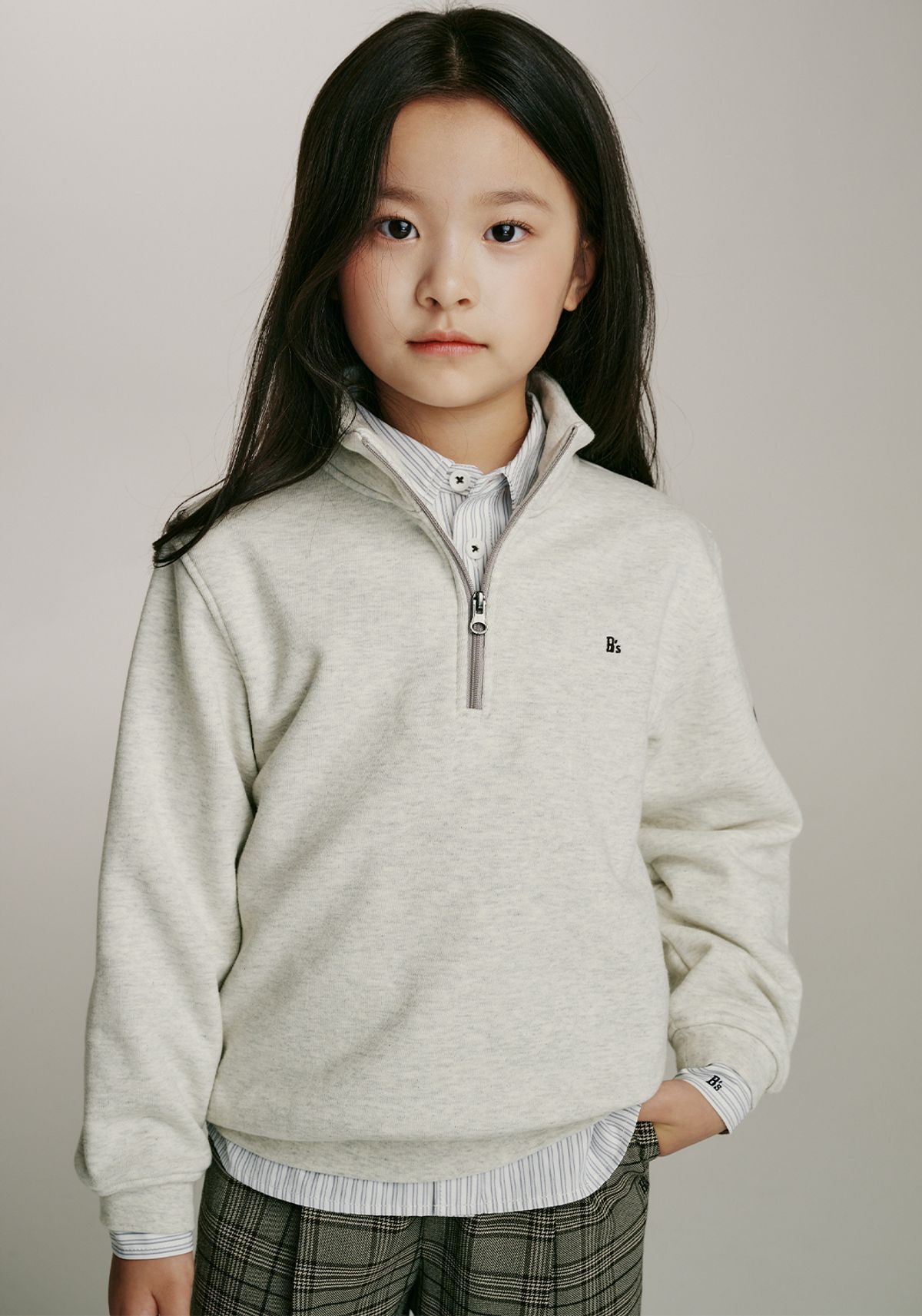 빈(BEEN) BA57TS03IV 아이보리 멜란지 퍼넬넥 오픈 티셔츠