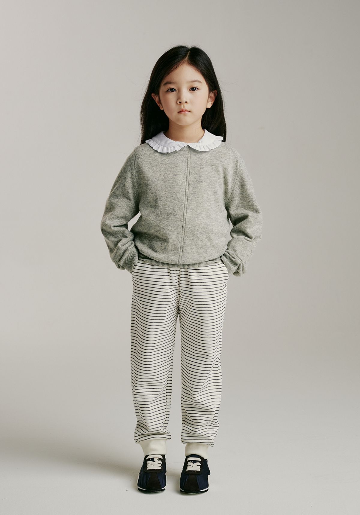 빈(BEEN) BA57PT02IV 아이보리 스트라이프 조거 팬츠
