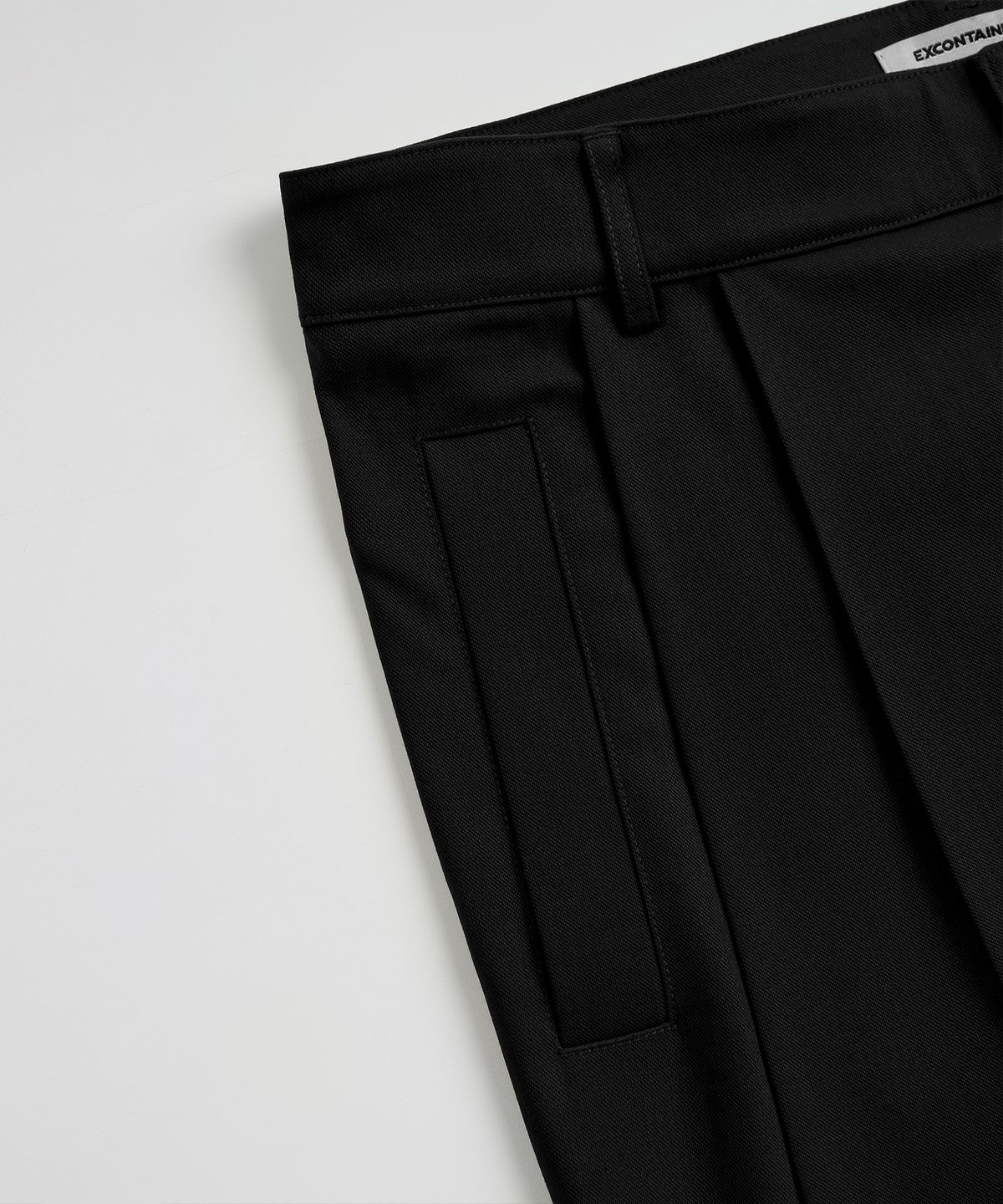엑스컨테이너(EXCONTAINER) 투턱 롱 와이드 슬랙스 (BLACK)