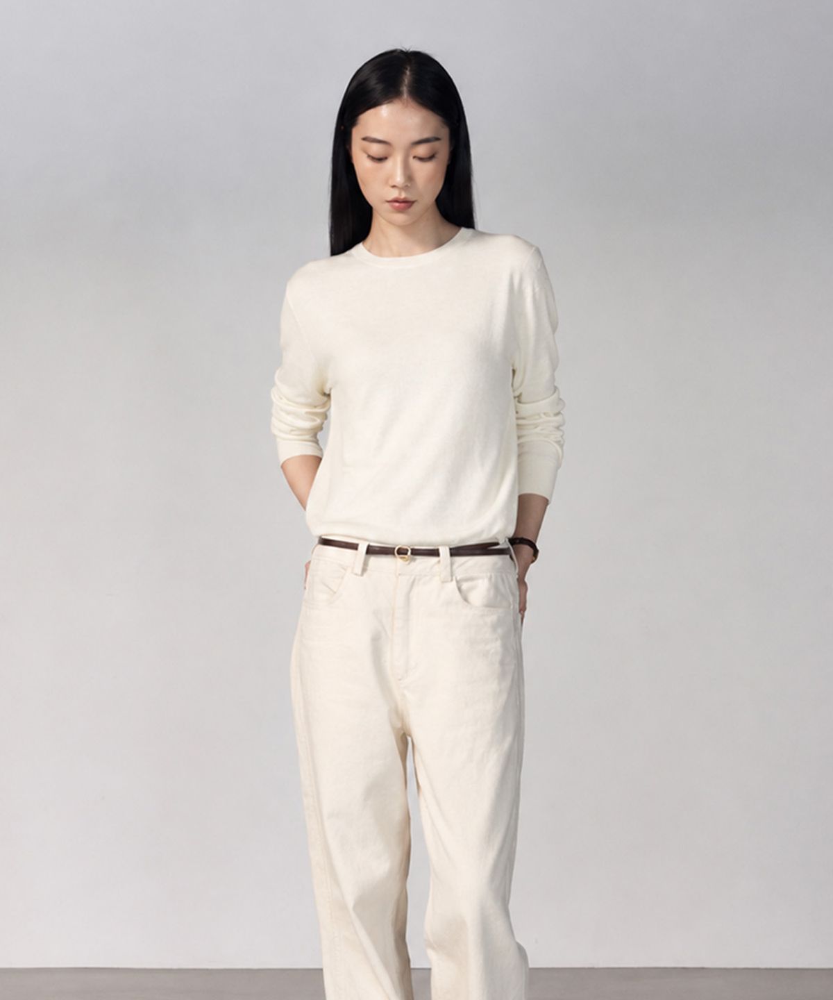 더니트컴퍼니(THEKNITCOMPANY) (우먼) 울 블렌디드 크루넥 스웨터 4color