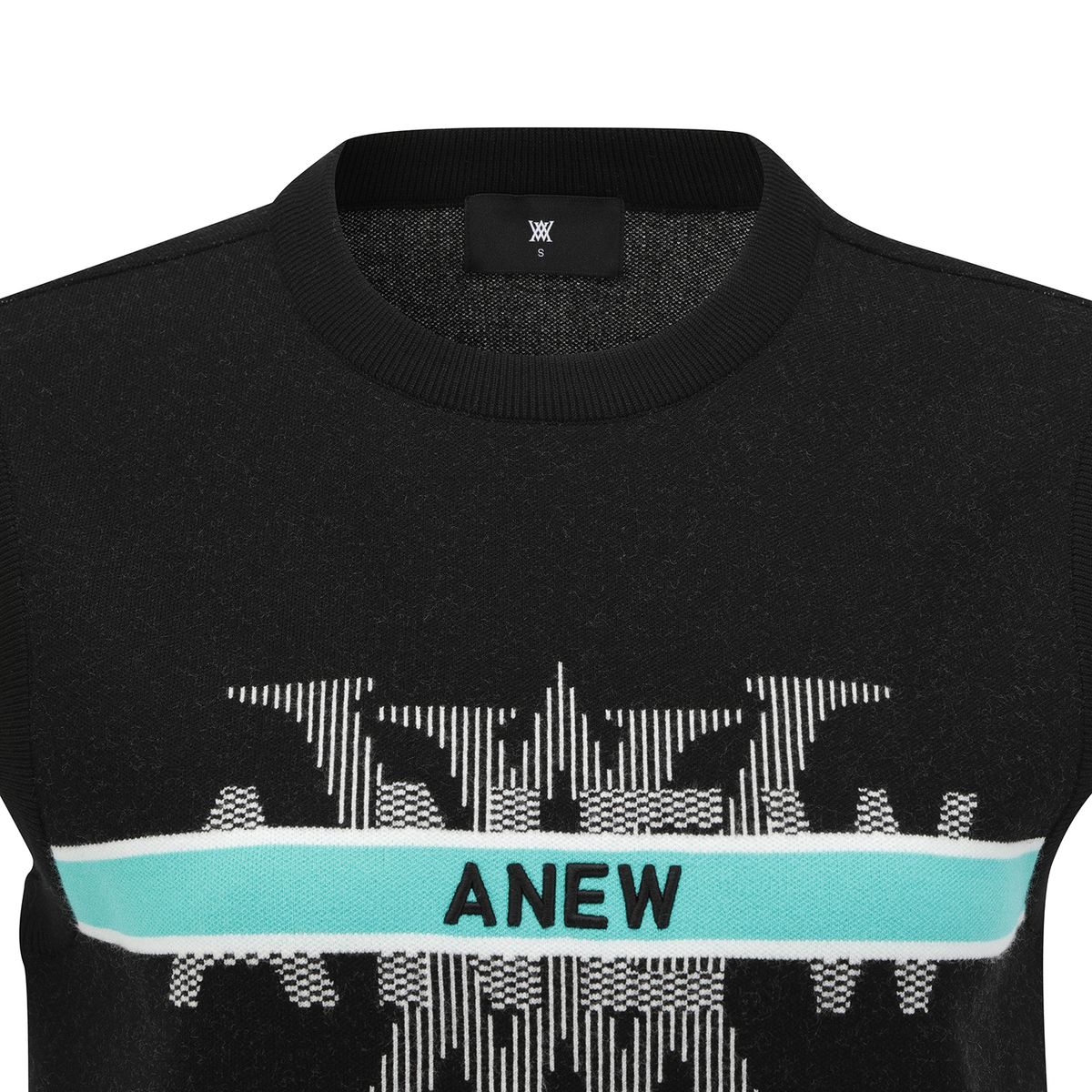 어뉴골프(ANEW GOLF) WOMEN LOGO ROUND NECK KNIT VEST_BK
