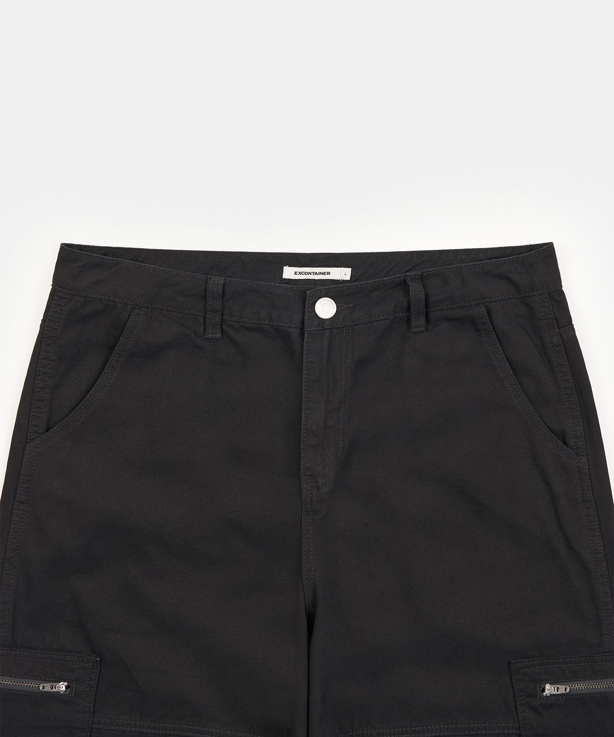 엑스컨테이너(EXCONTAINER) 워시드 커브드 카고 팬츠 (BLACK)