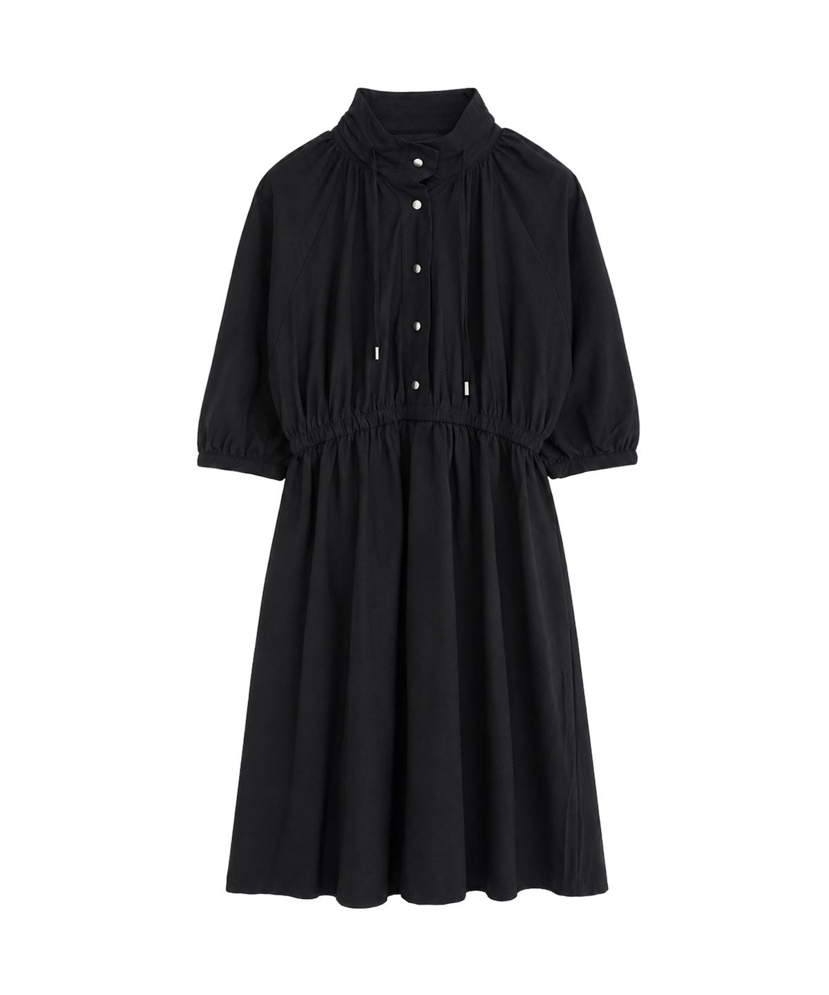 바스카라(VASCARA) High-neck Shirring A-line Flare Long Dress (2colors)