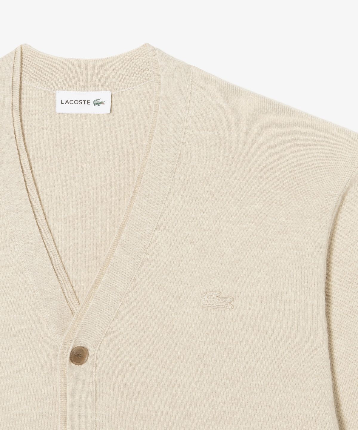 라코스테(LACOSTE) 남성 배색 레이어드 방모 V넥 가디건 AH760E-56N I18