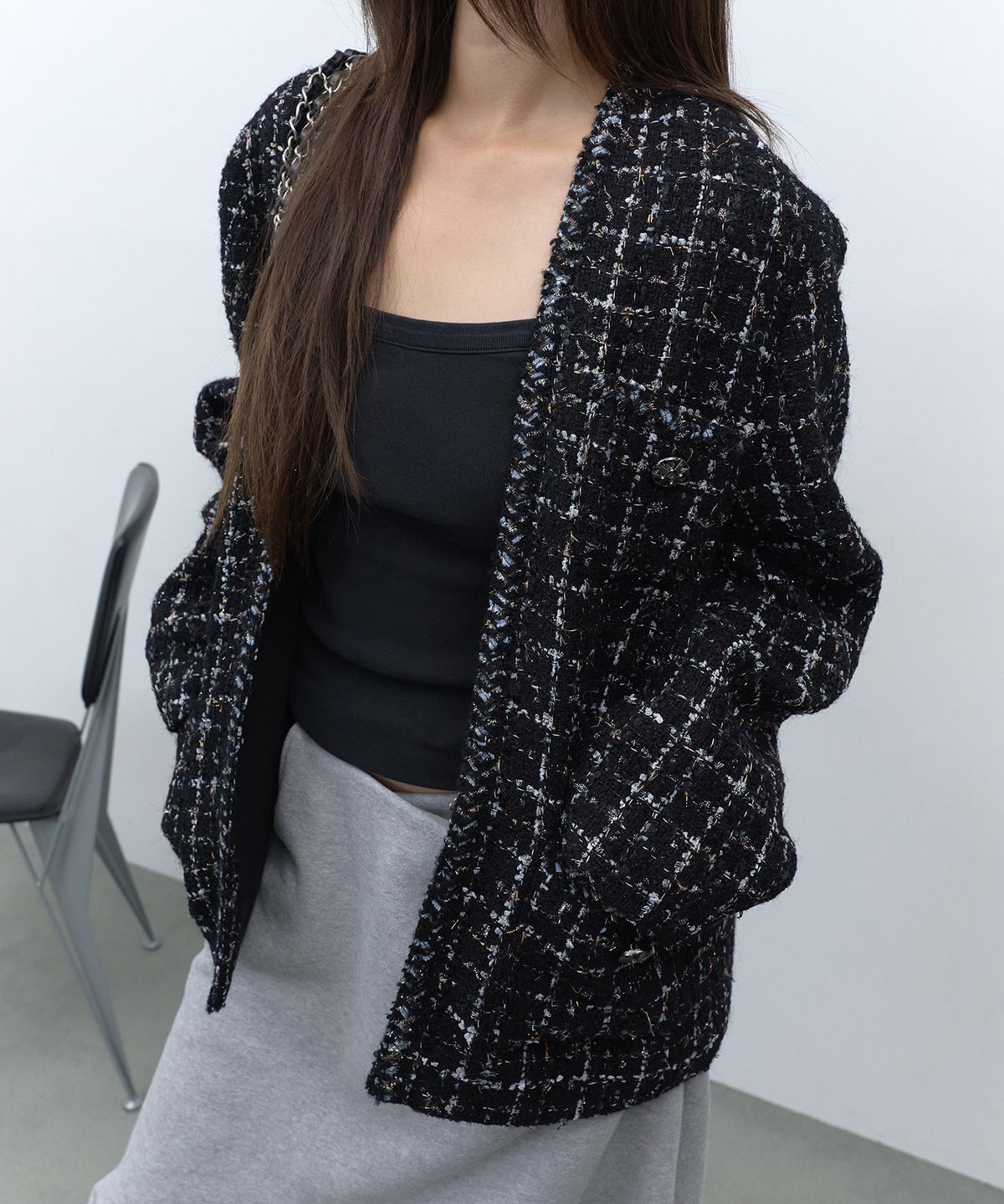 라피네아뜰리에(RAFFINE ATELIER) 메종 트위드 자켓 블랙