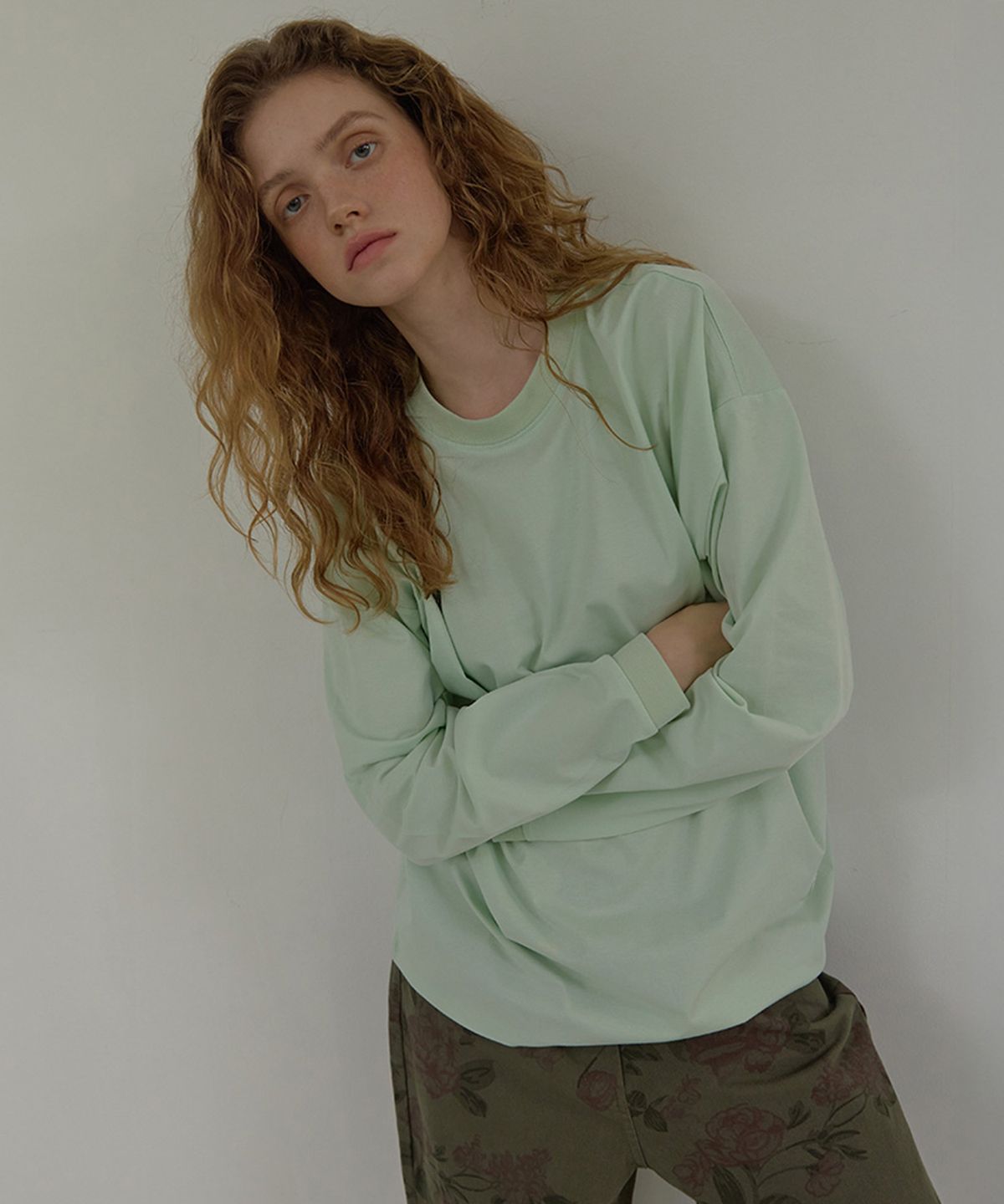 론크(LONQUE) SILKET LONG SLEEVE T-SHIRT (MINT)