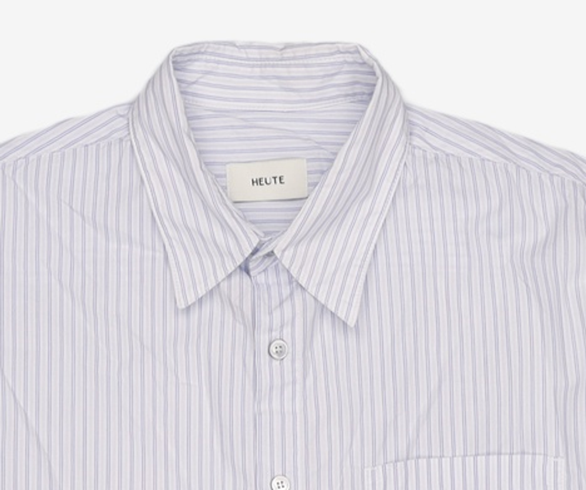 호이테(HEUTE) LONG SLEEVE STRIPE SHIRT (L/BLUE) L