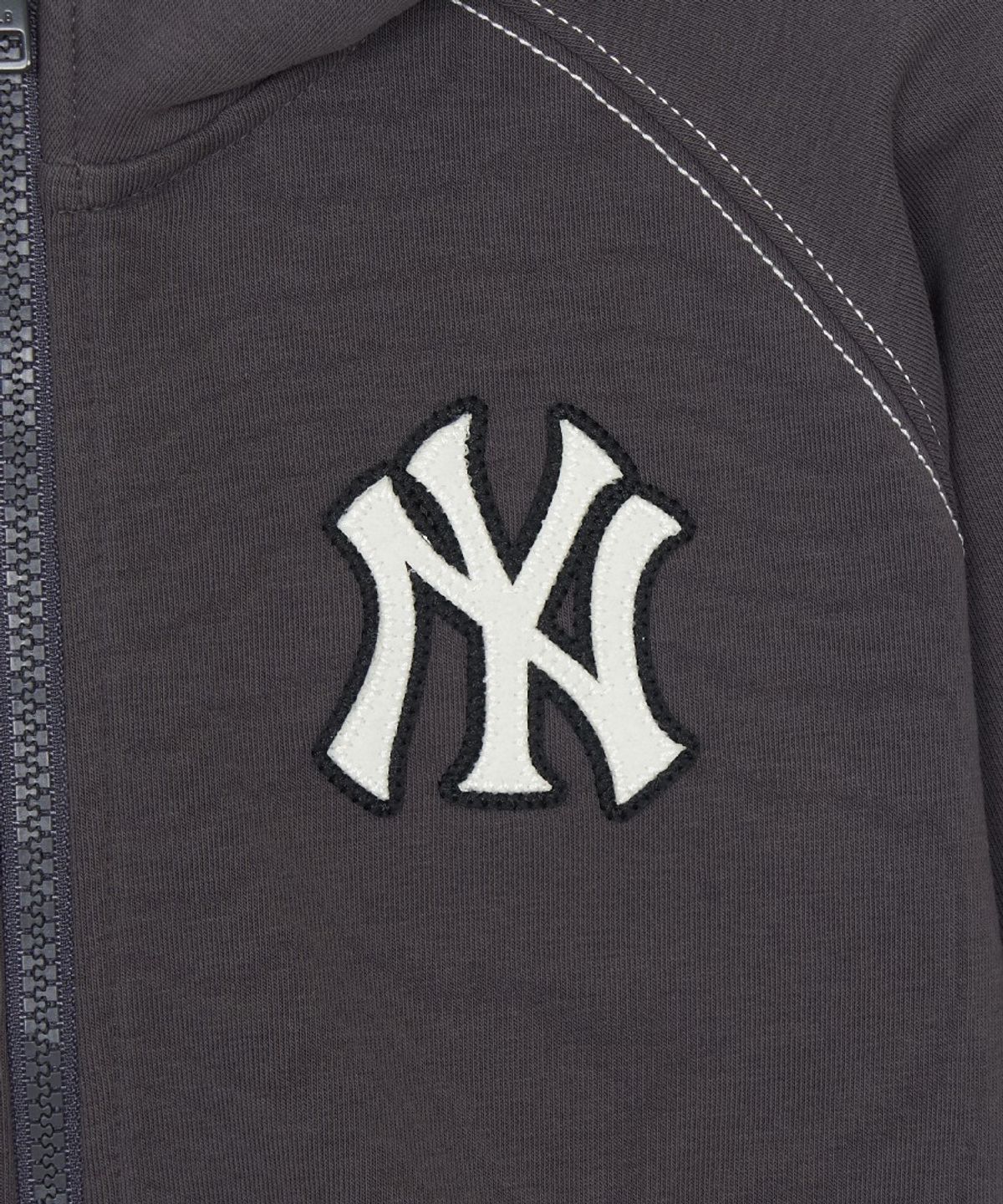 엠엘비 키즈(MLB KIDS) 스트릿 배색 스티치 후드집업 NY (D.Grey)
