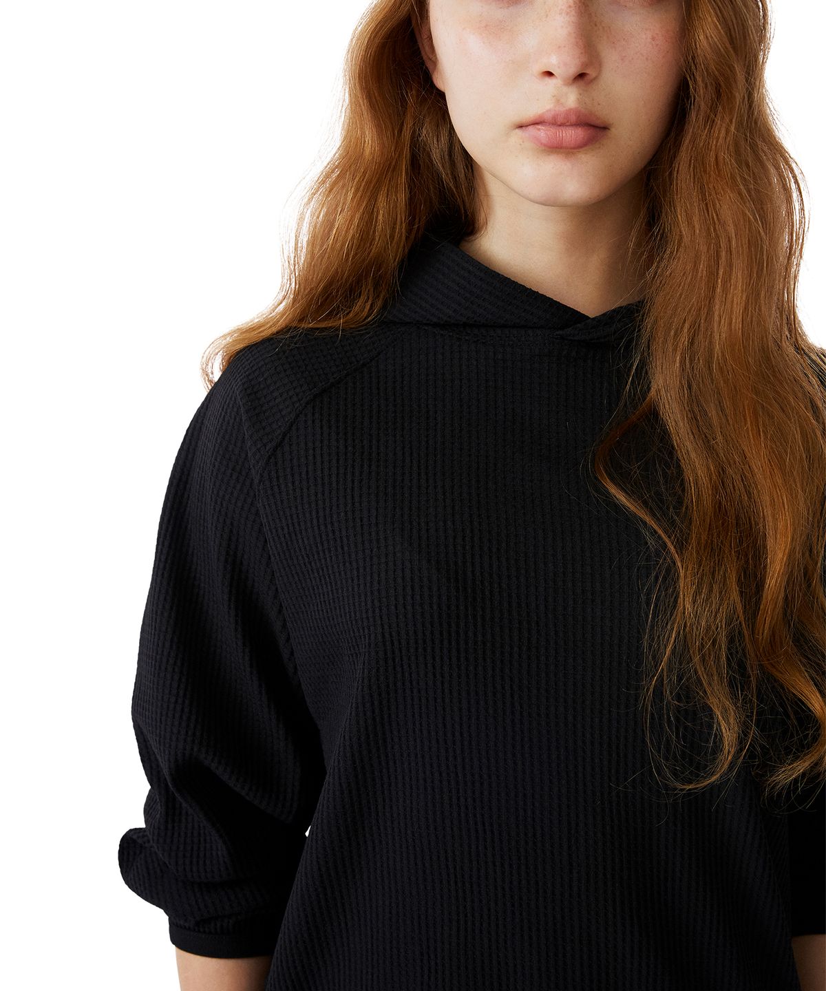 썬러브투어(SUNLOVETOUR) Aero Waffle Hoodie Black